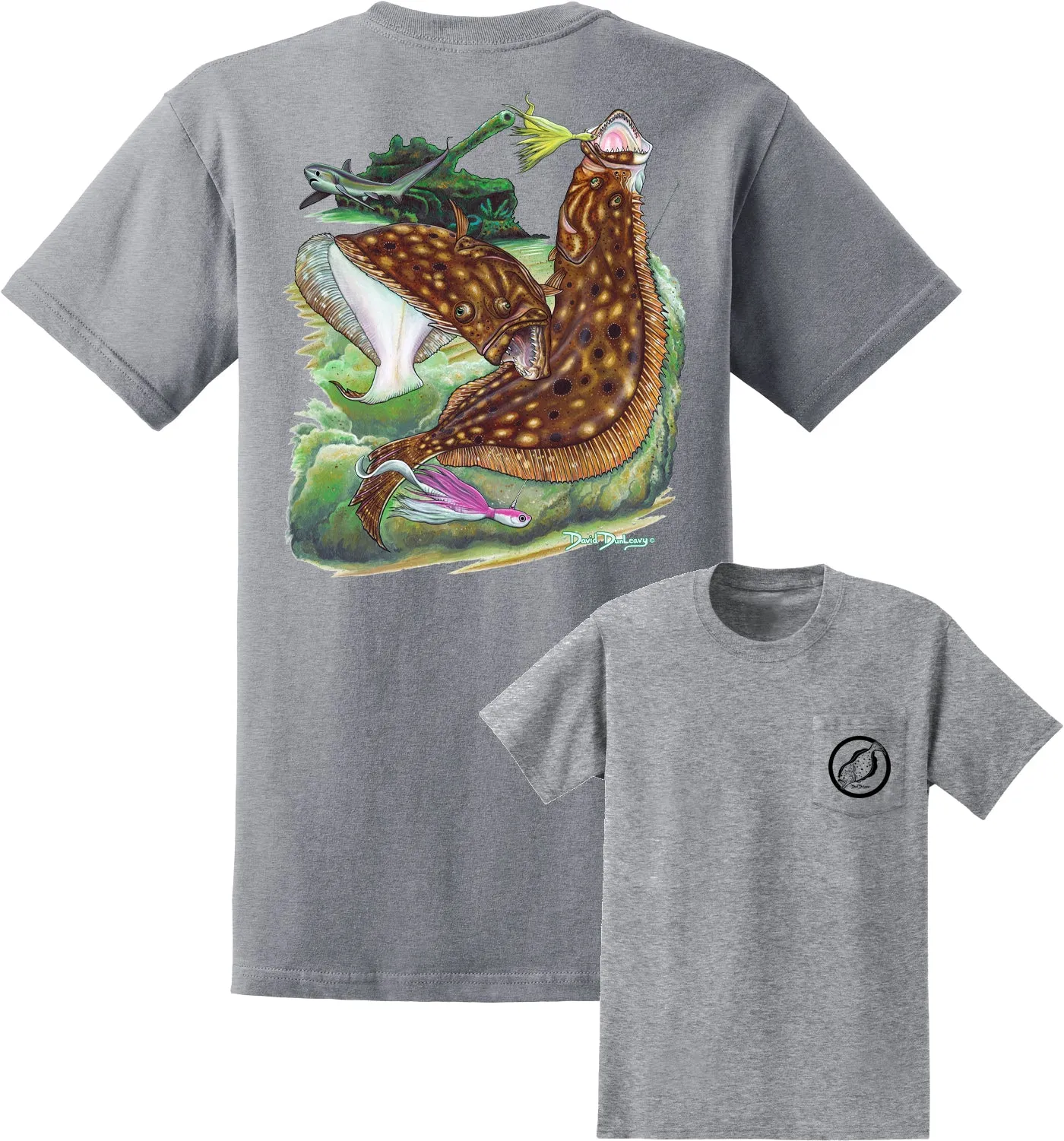 Men's Flounder Reef Short Sleeve Cotton Athletic Heather Pocket T-Shirt