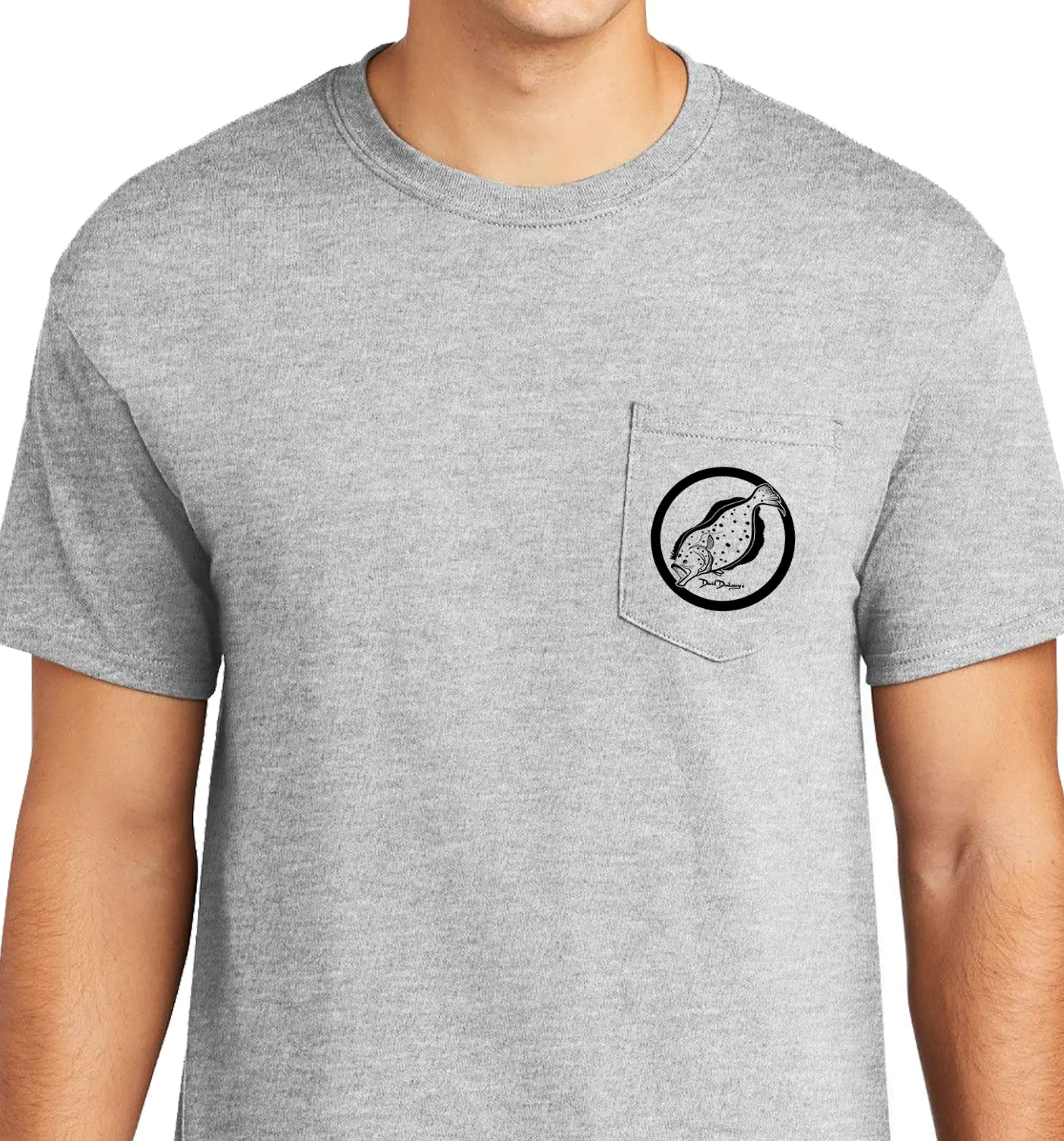 Men's Flounder Reef Short Sleeve Cotton Athletic Heather Pocket T-Shirt
