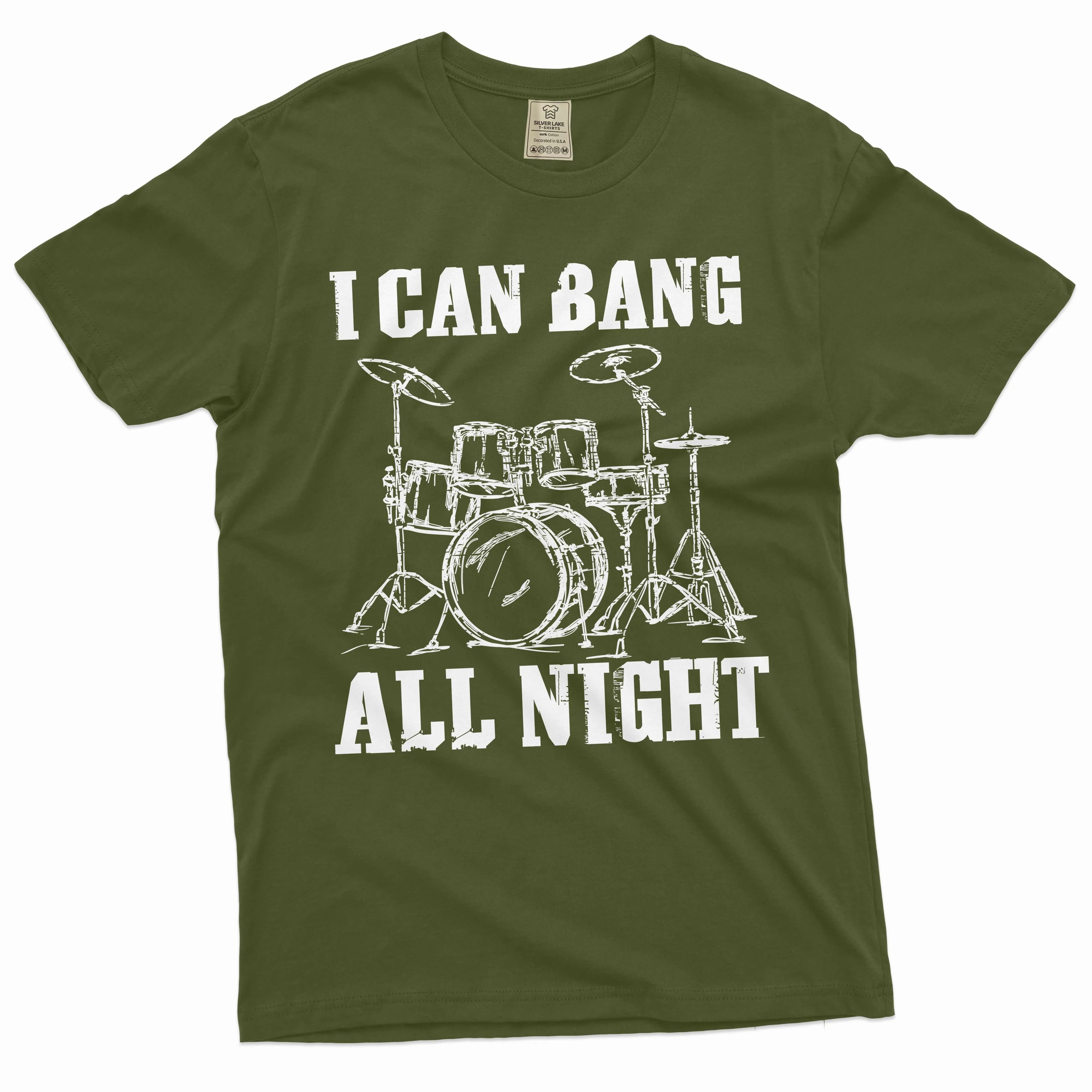 Men's Funny I can bang all night T-shirt drummer musician music band drums percussion T-shirt