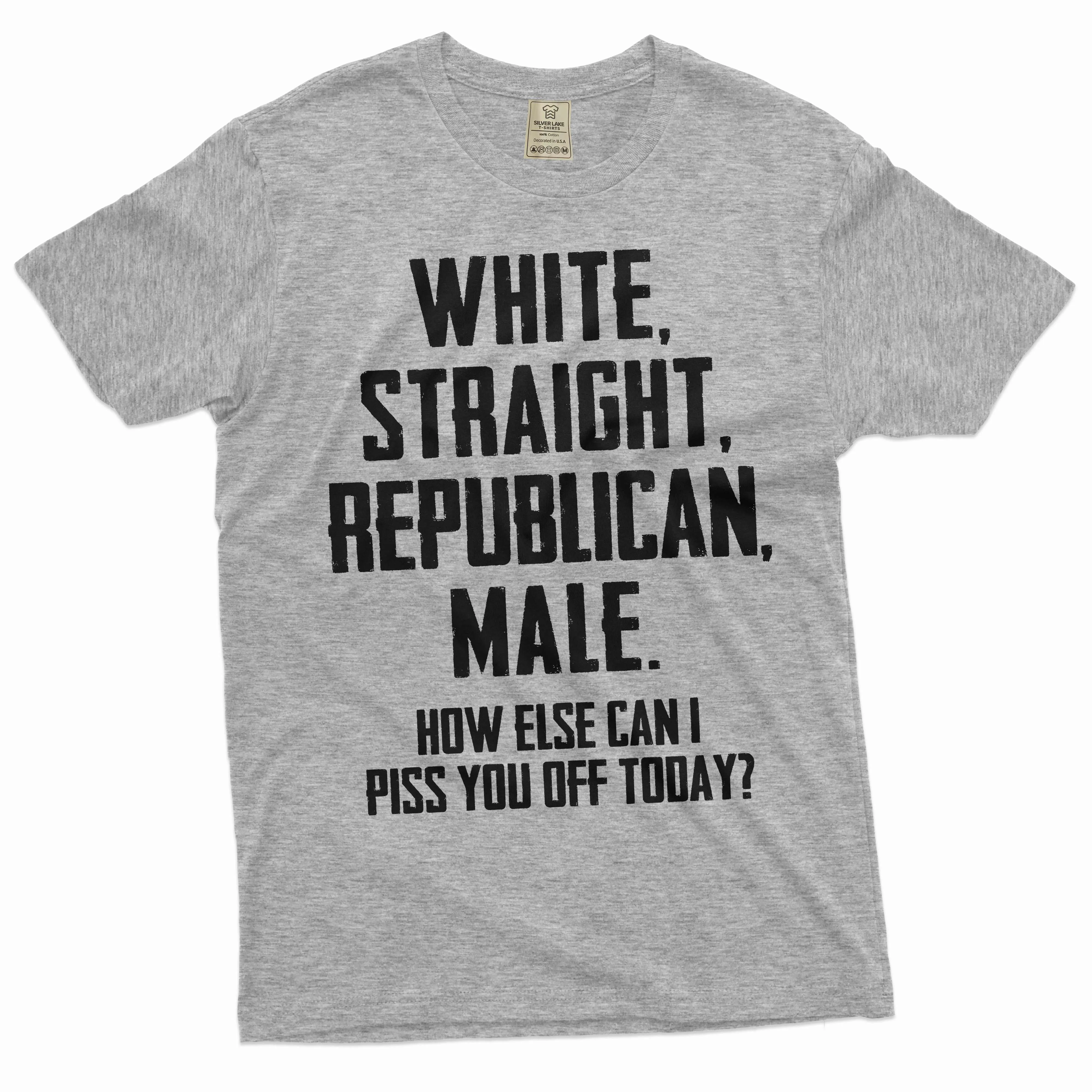 Men's Funny Shirt White Straight Republican Male Shirt Funny Gifts USA Patriotic Shirt