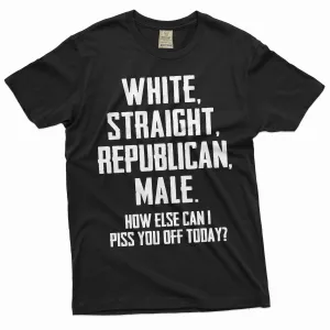 Men's Funny Shirt White Straight Republican Male Shirt Funny Gifts USA Patriotic Shirt