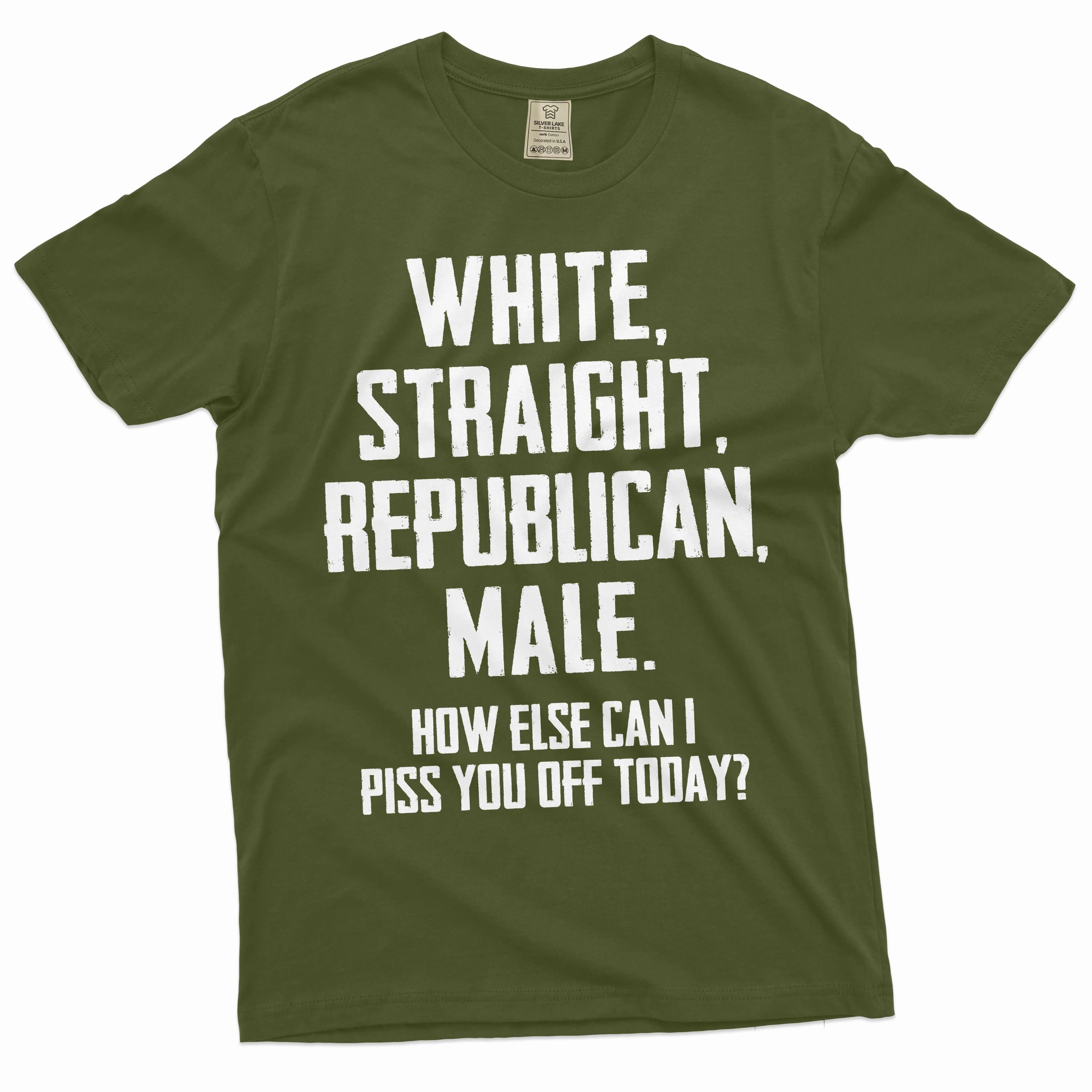 Men's Funny Shirt White Straight Republican Male Shirt Funny Gifts USA Patriotic Shirt