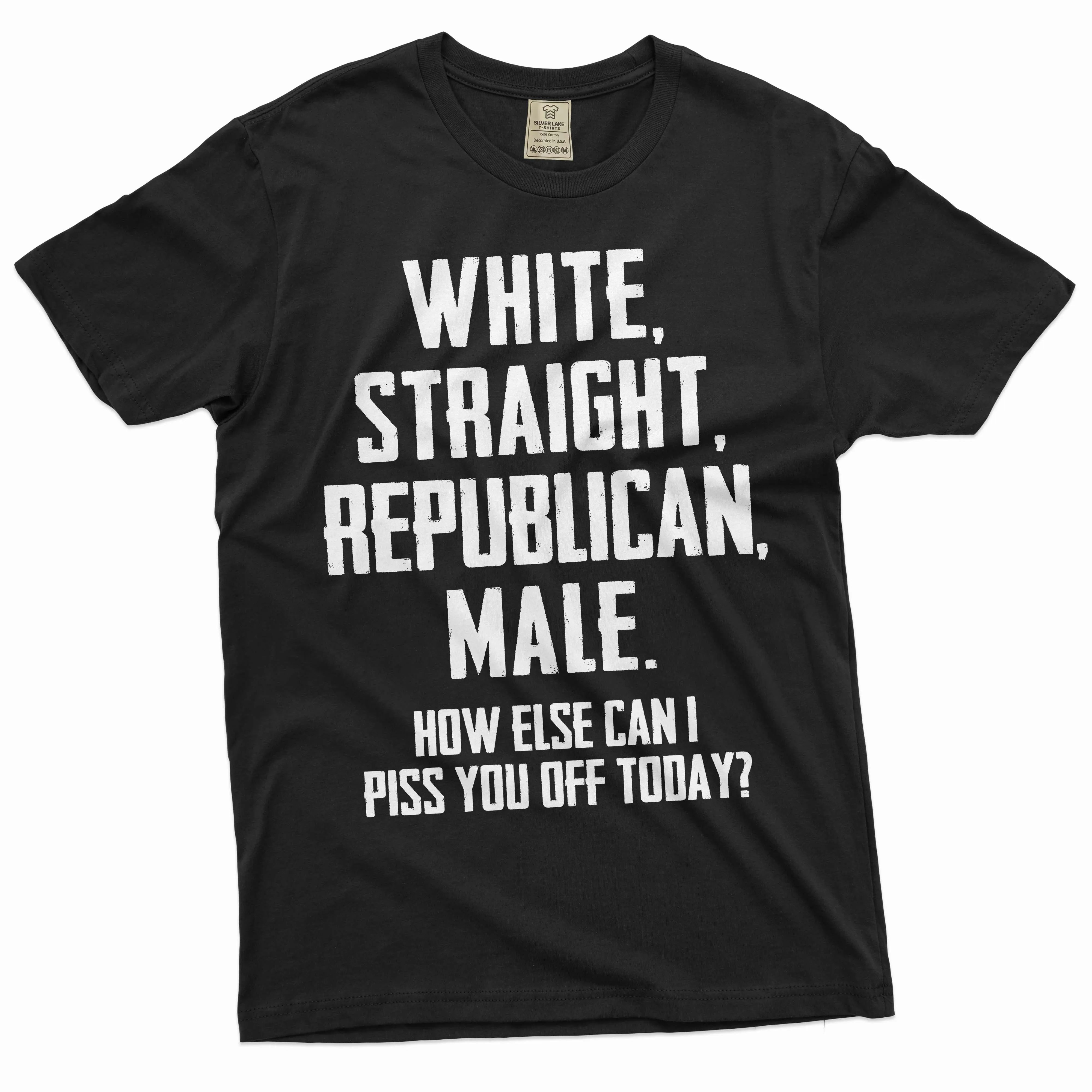 Men's Funny Shirt White Straight Republican Male Shirt Funny Gifts USA Patriotic Shirt