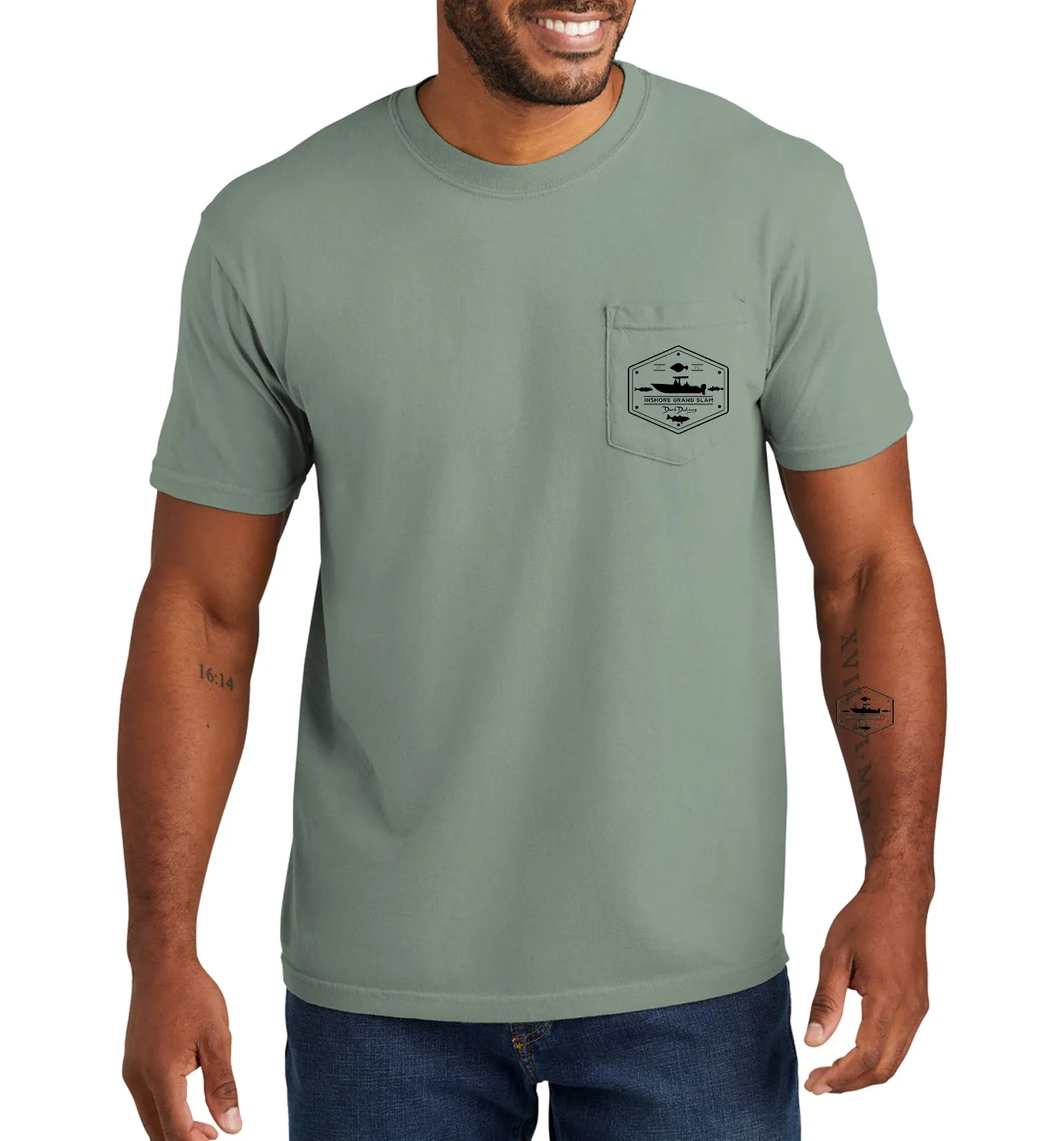 Men's Inshore Grand Slam Short Sleeve Garment Dyed Bay Pocket T-Shirt