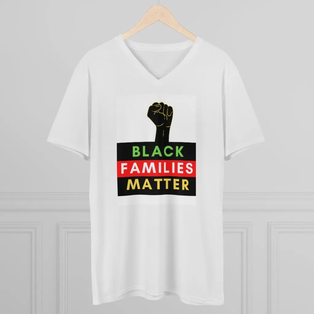 Men's Lightweight V-Neck Tee (Black Love Rocks Original Design - Black Families)