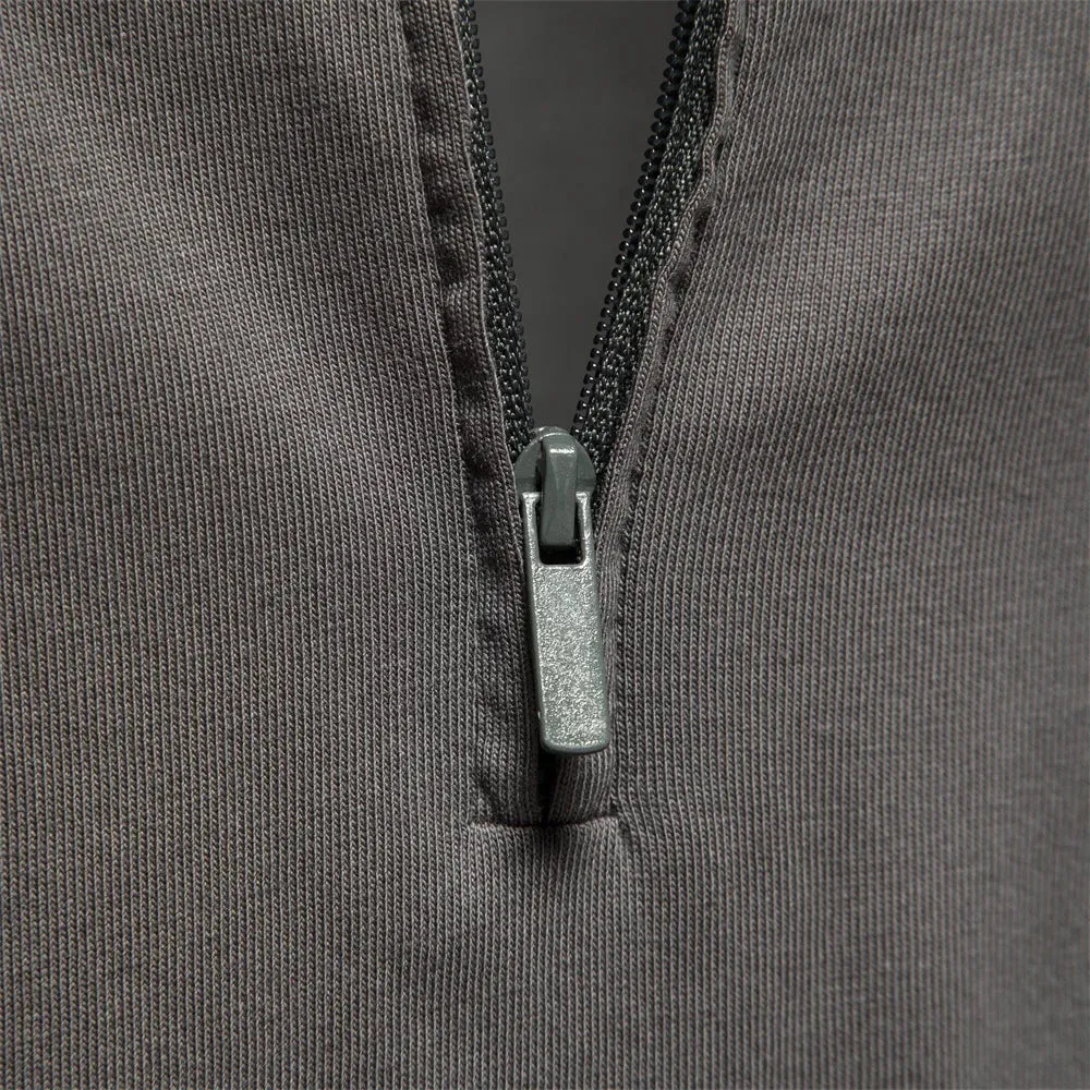 Men's Long Sleeve 100% Cotton Solid Color Polo Shirt