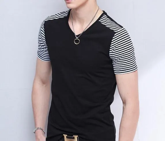 Men's Striped V-Neck T-Shirt