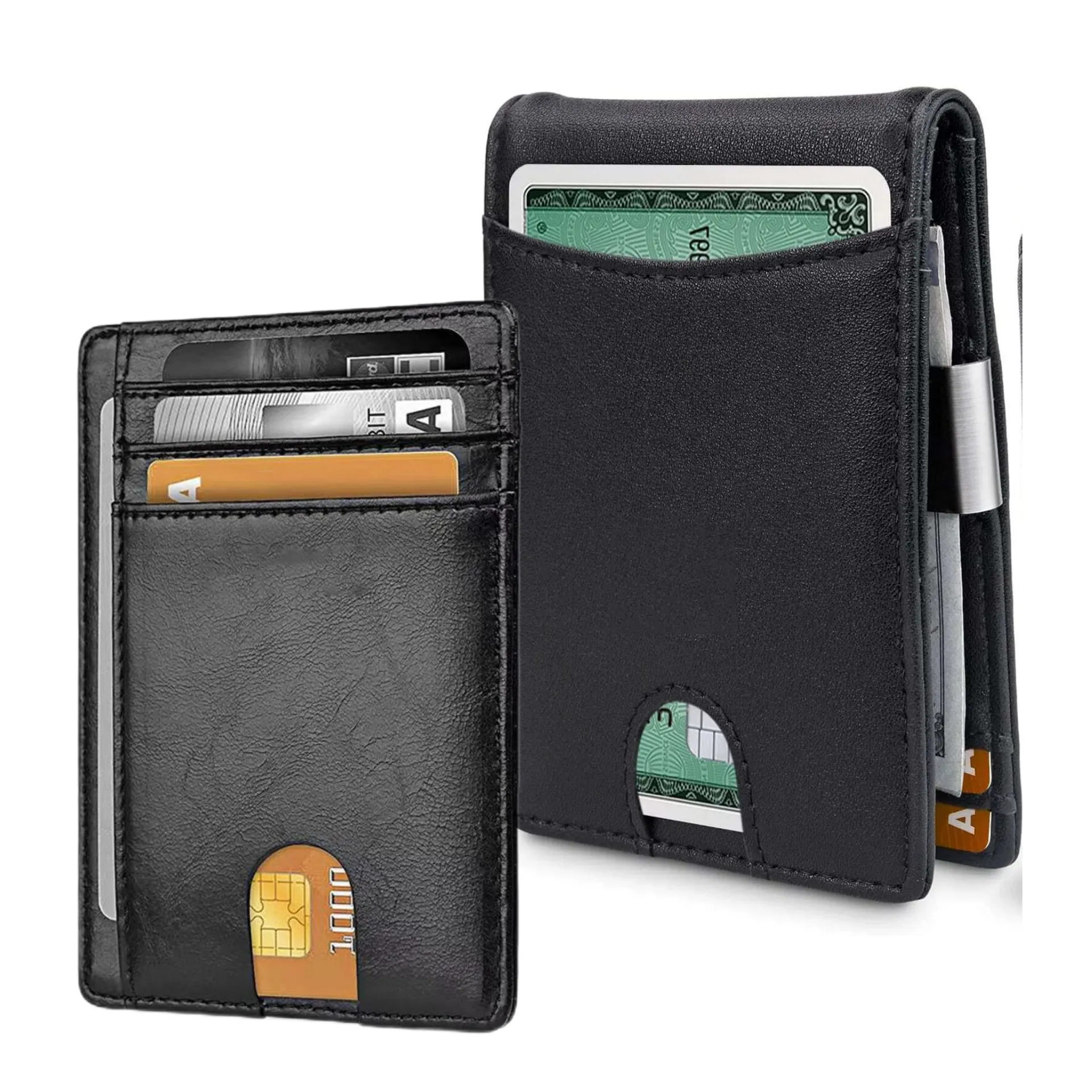 Men‘s Wallet with Money Slim and Cash Clip - RFID Blocking Carbon Fiber Wallet