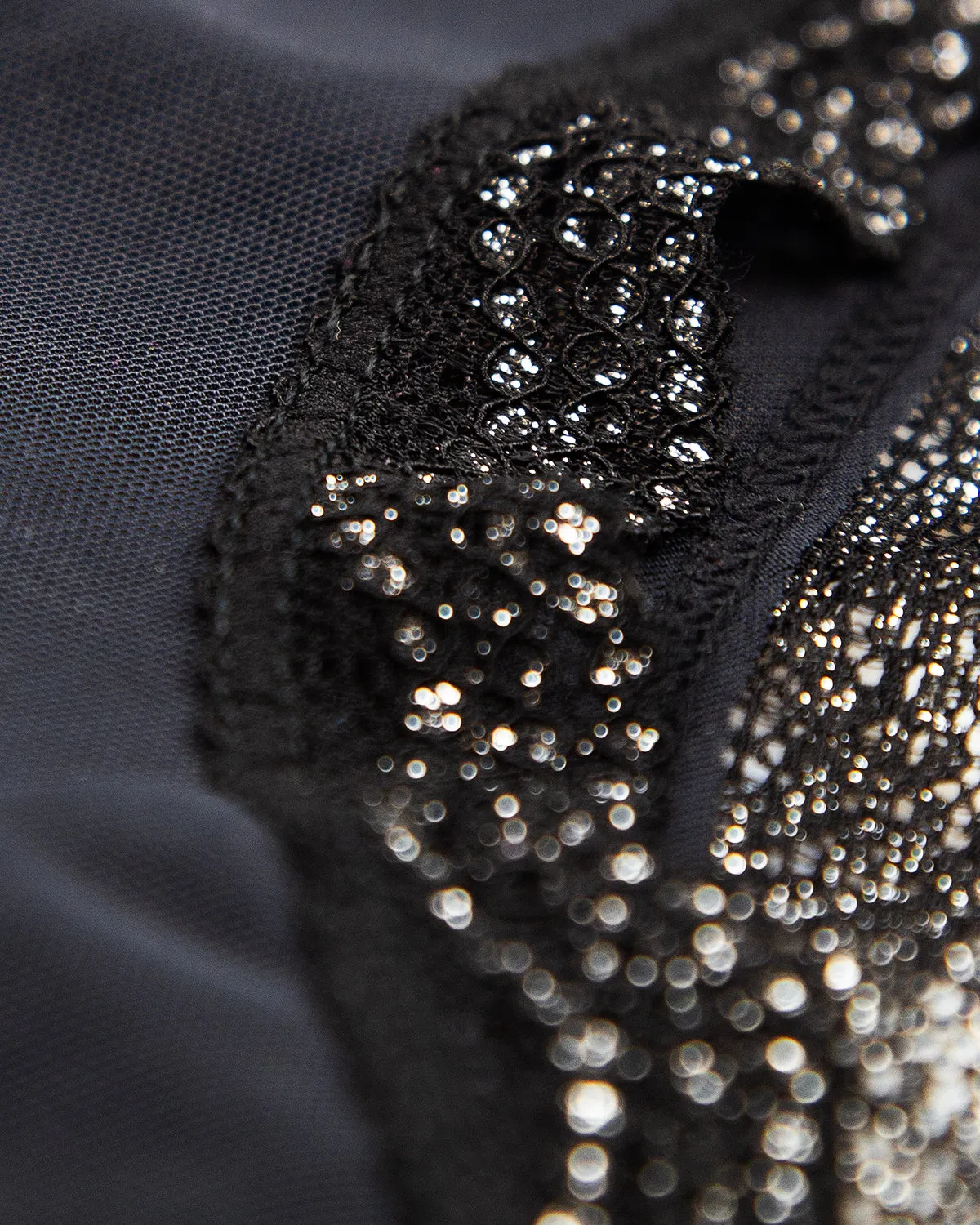 Mesh High Rise Knicker - Black Sparkle Lace