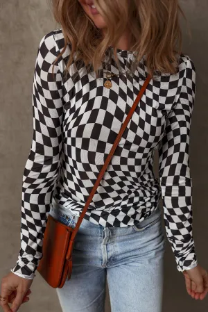 Mesh Mock Neck Long Sleeve Top