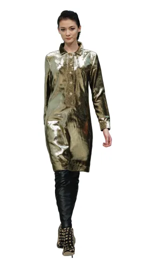 Metallic Gold Foil Tunic Dress