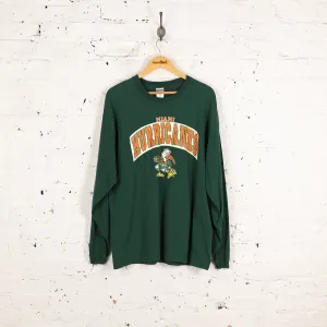 Miami Hurricanes Collage Football Long Sleeve T Shirt - Green - XL