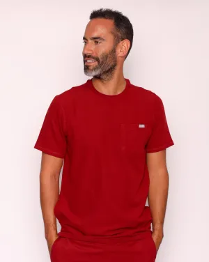 Miles One Pocket Scrub Top - Burgundy