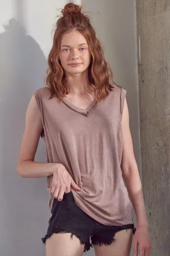 Mineral Wash V Neck Tank