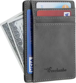 Minimalist Front Pocket Leather Wallet, RFID Blocking Slim Card Holder