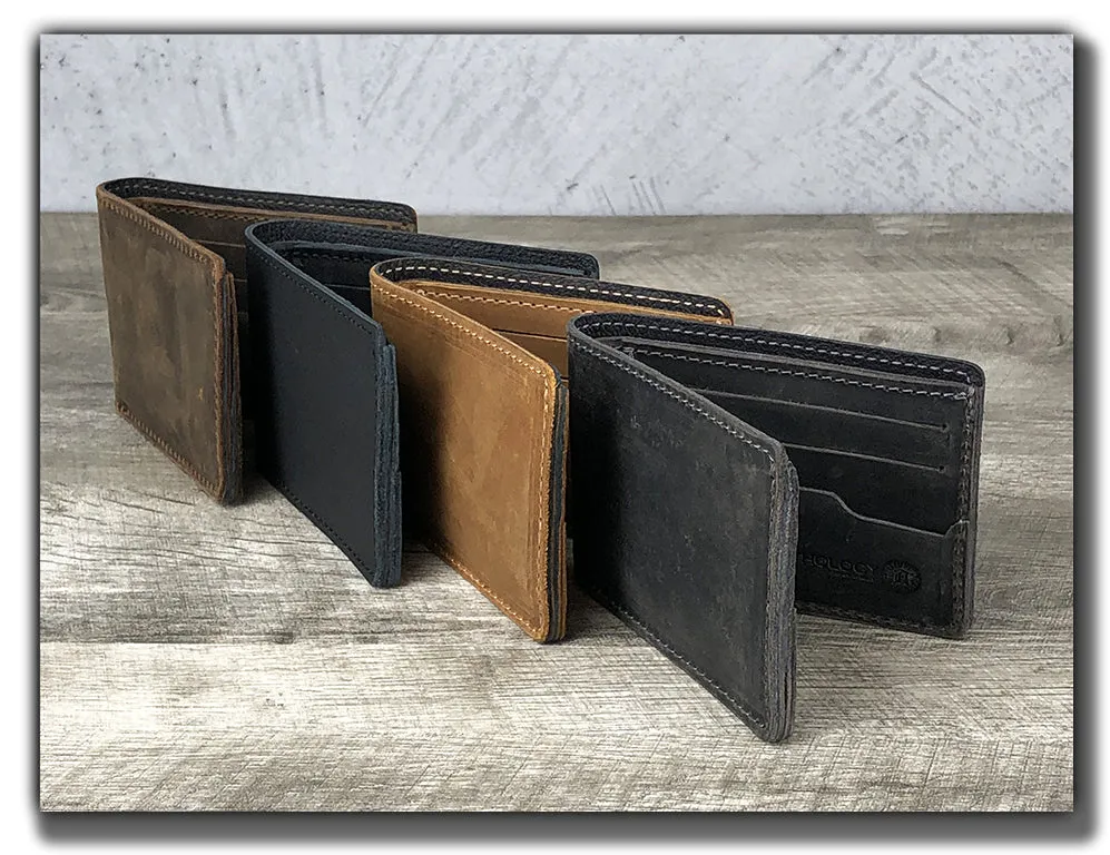 Minimalist Leather Bi-Fold Wallet - Tobacco