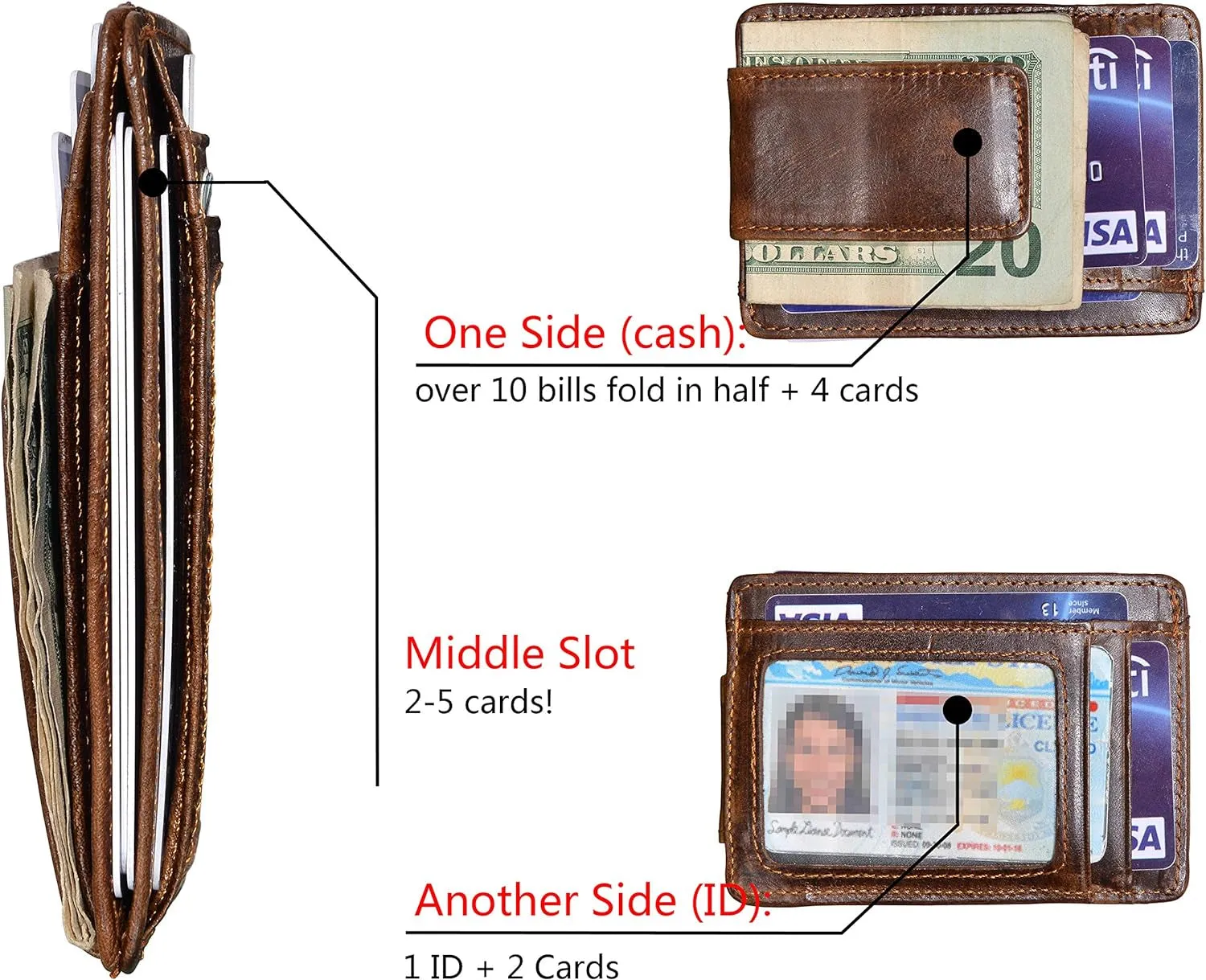 Minimalist Magnetic Money Clip Slim Front Pocket Wallet for Men