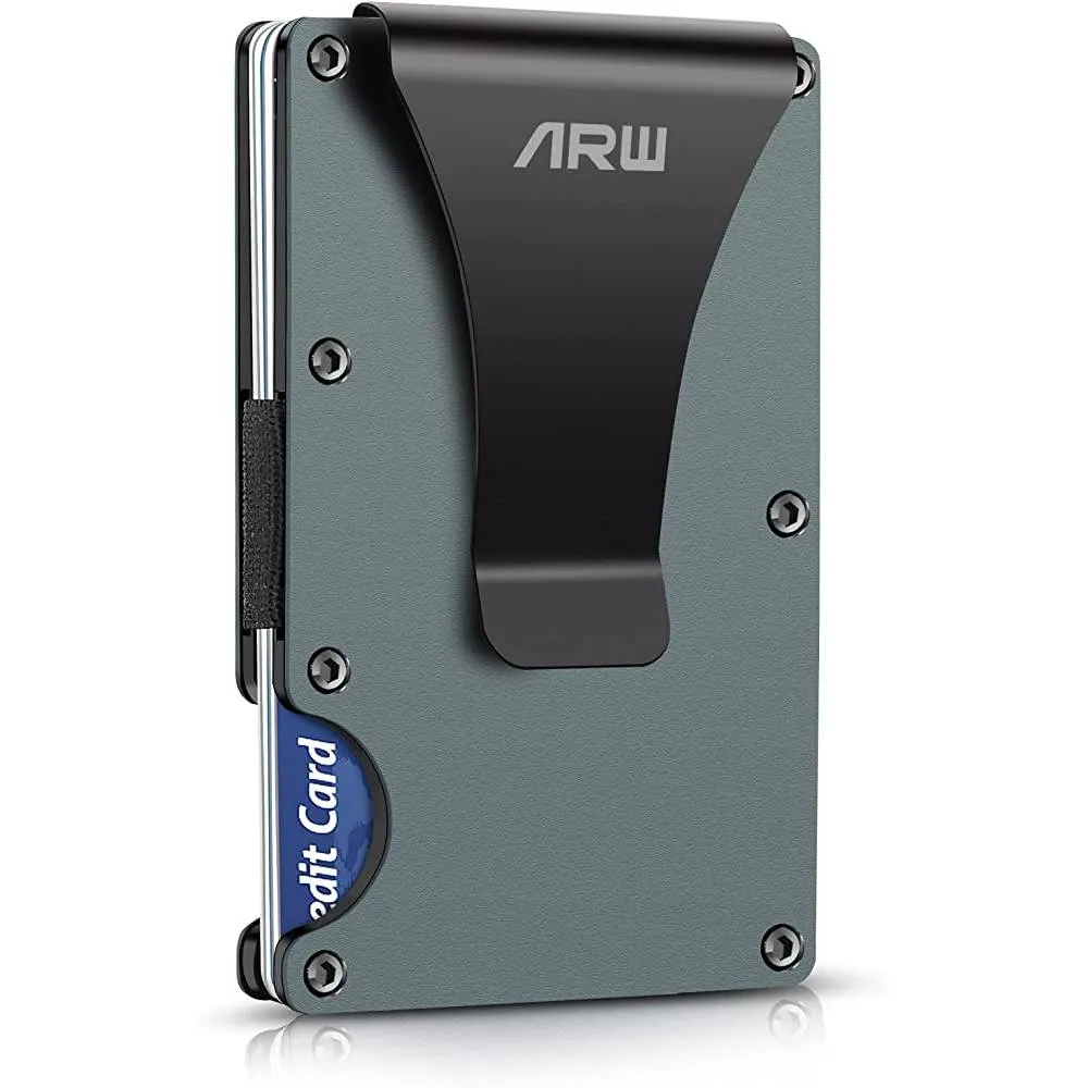 Minimalist Wallet for Men, ARW Metal Money Clip Wallet, RFID Blocking Aluminum Slim Cash Credit Card Holder | Multiple Colors