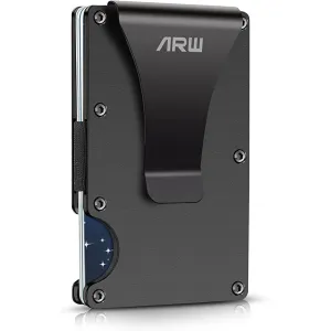 Minimalist Wallet for Men, ARW Metal Money Clip Wallet, RFID Blocking Aluminum Slim Cash Credit Card Holder | Multiple Colors