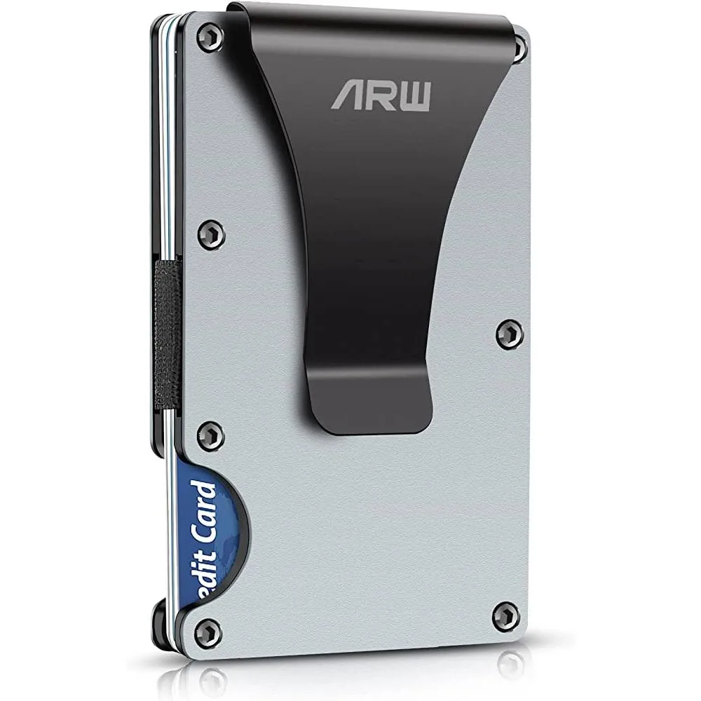 Minimalist Wallet for Men, ARW Metal Money Clip Wallet, RFID Blocking Aluminum Slim Cash Credit Card Holder | Multiple Colors