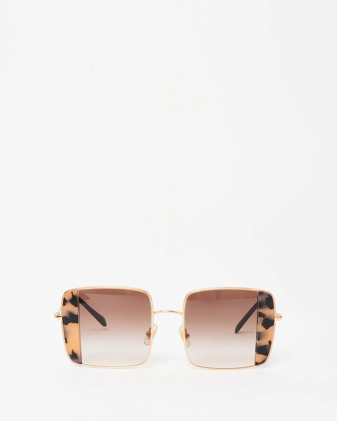 Miu Miu Rose Gold & Light Tortoise 07D-0A6 Oversize Square Sunglasses