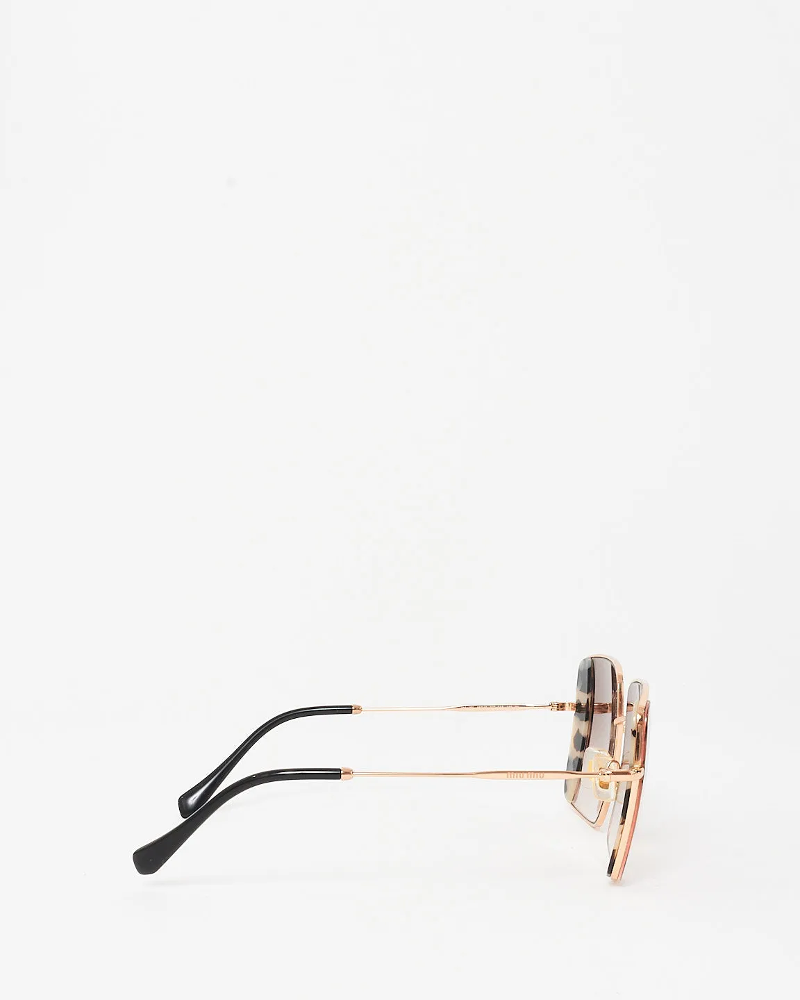 Miu Miu Rose Gold & Light Tortoise 07D-0A6 Oversize Square Sunglasses