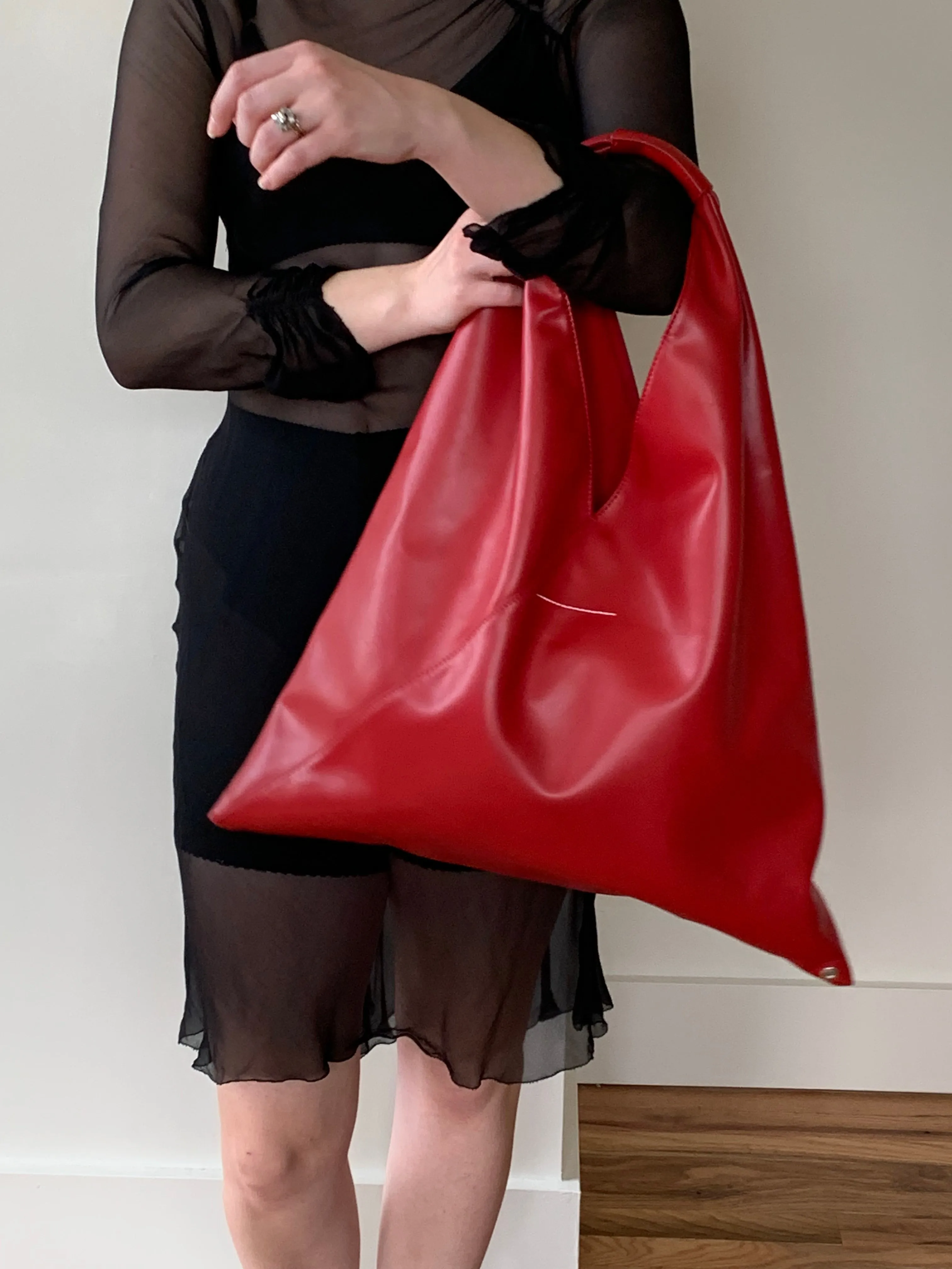 MM6 Margiela red leather tote bag