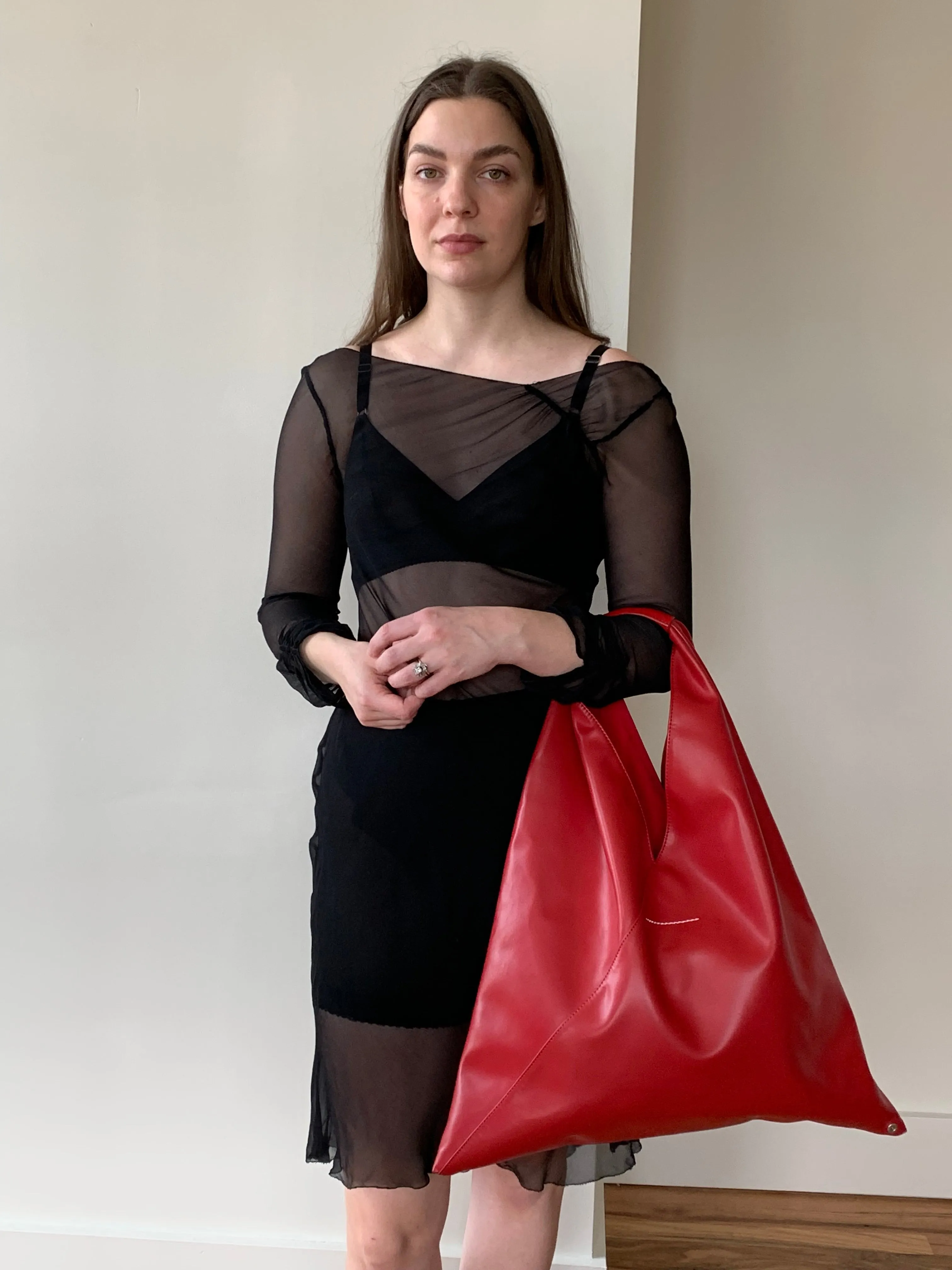 MM6 Margiela red leather tote bag