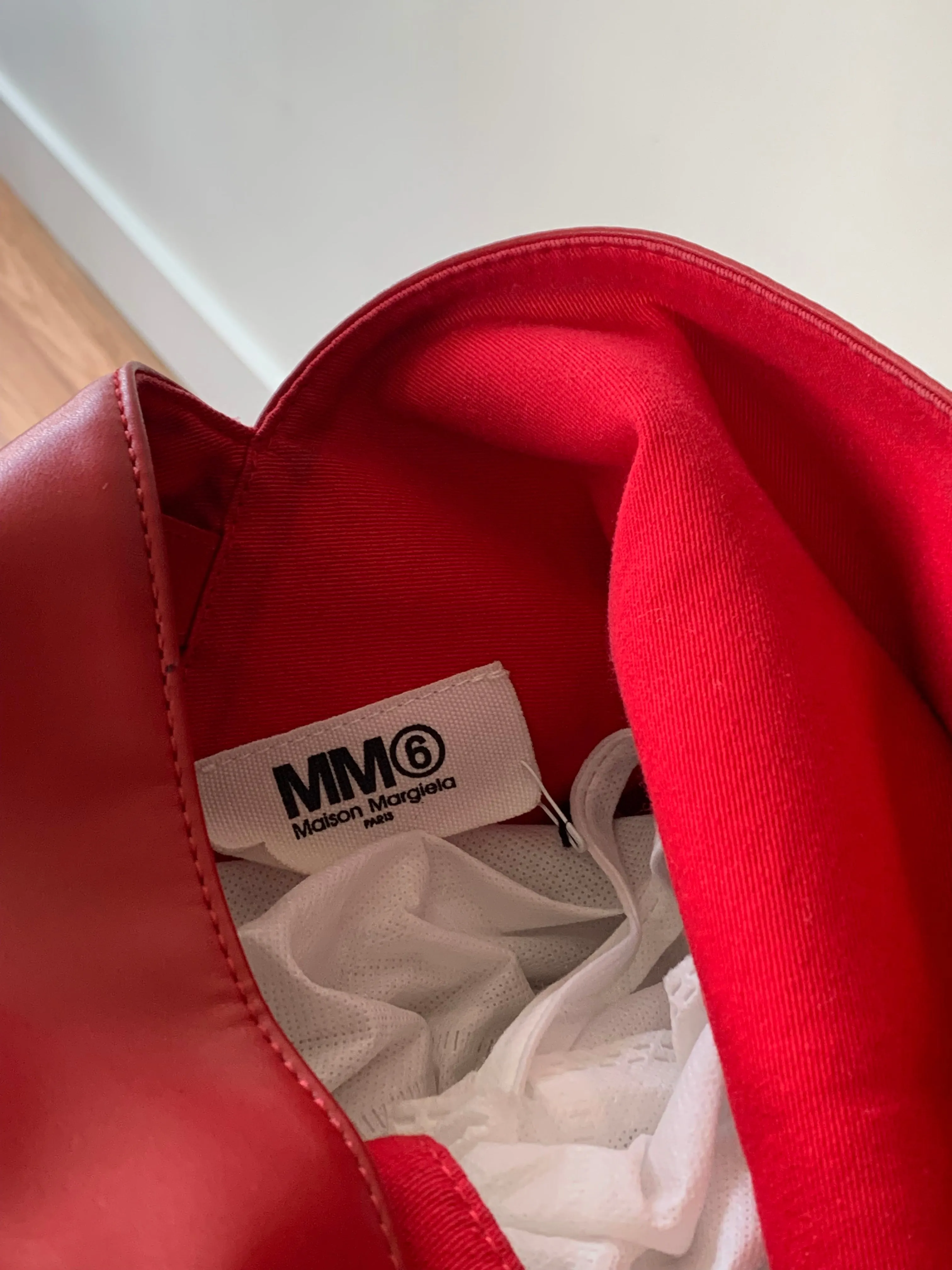 MM6 Margiela red leather tote bag