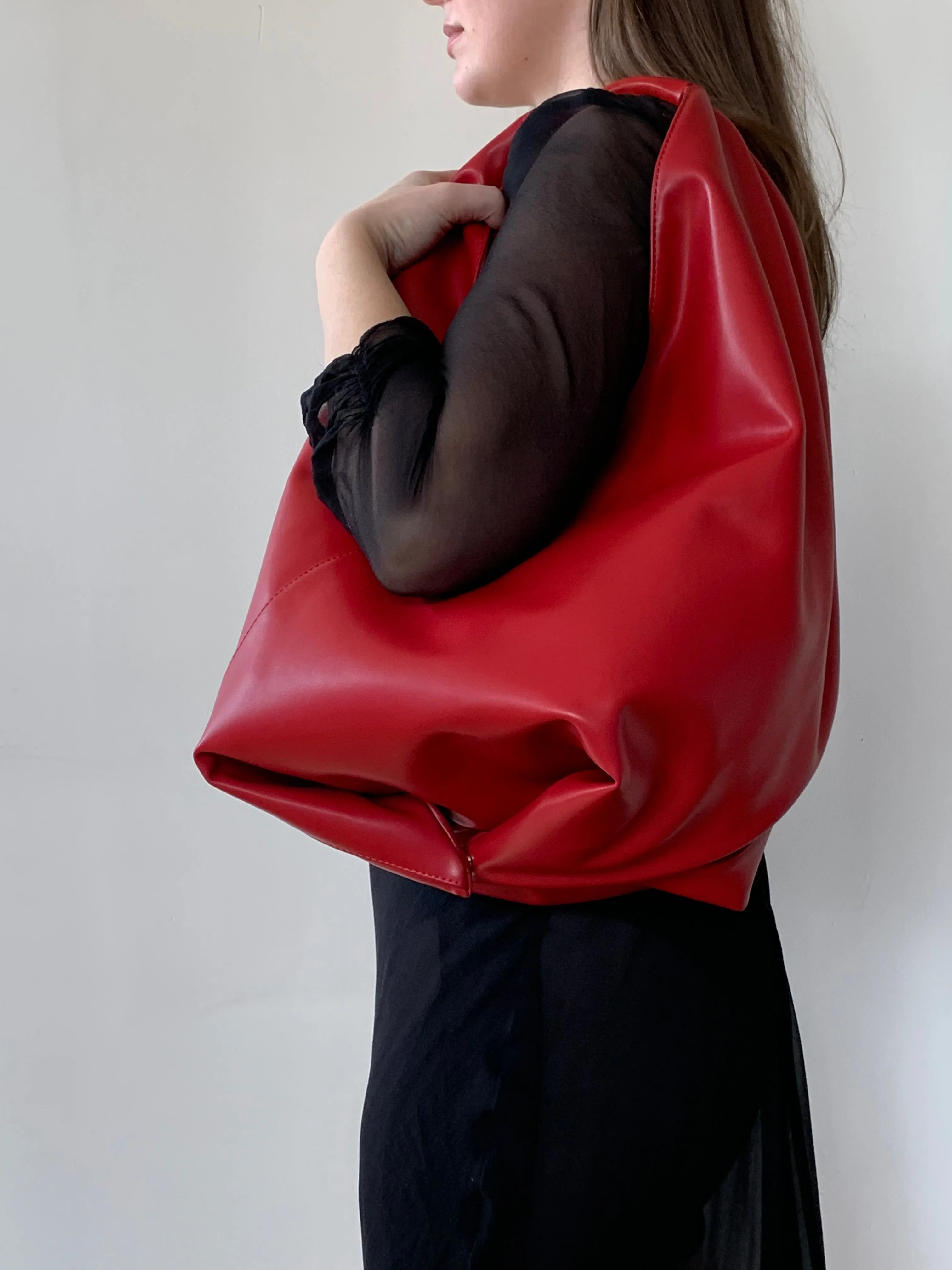 MM6 Margiela red leather tote bag
