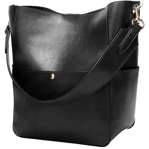 Molodo Womens Handbag, Pu Leather Bucket Tote Purse And Handbags Medium Satchel Hobo Purse Designer Work Shoulder Bags