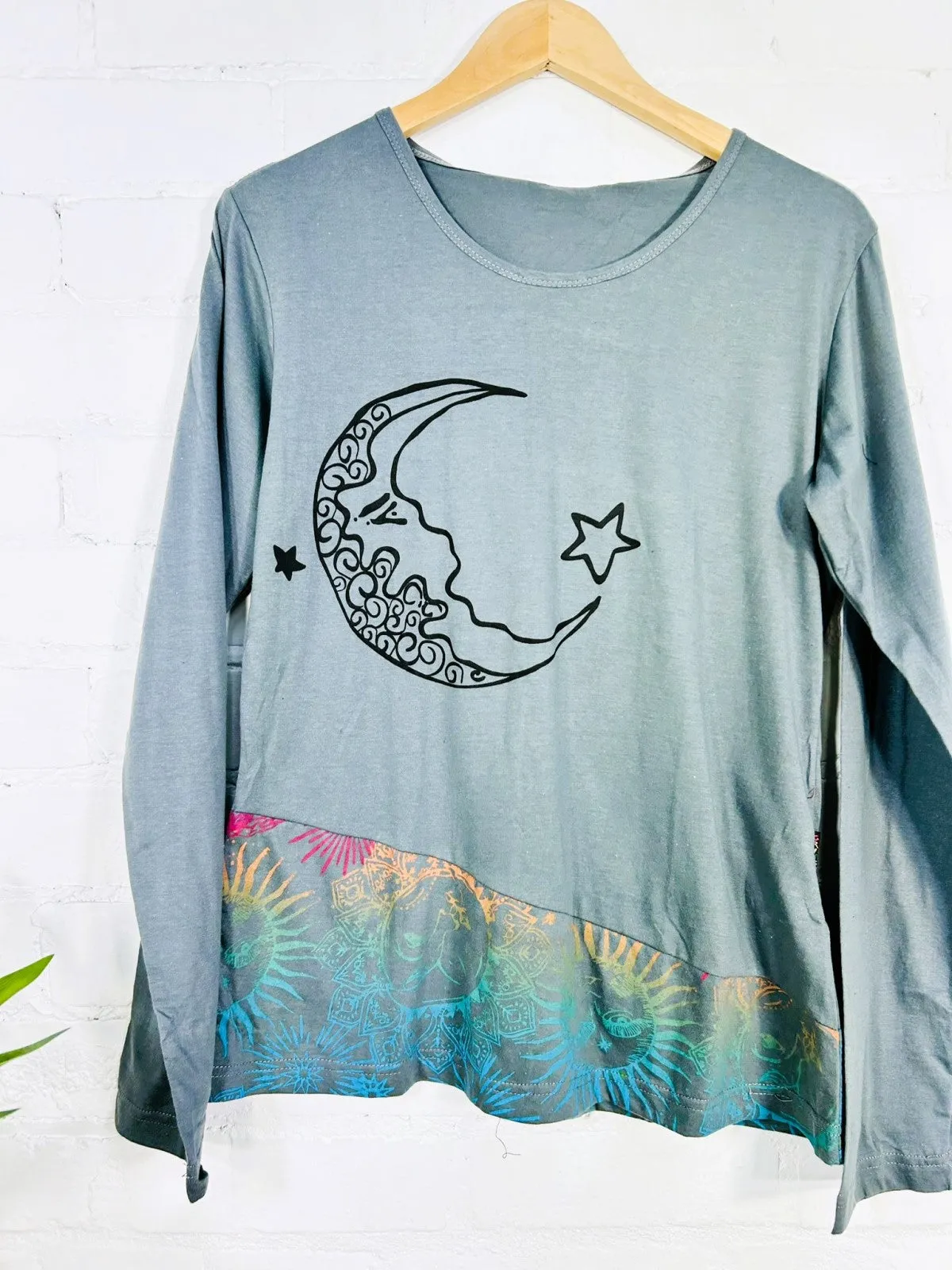 Moon Print Long Sleeve T-Shirt