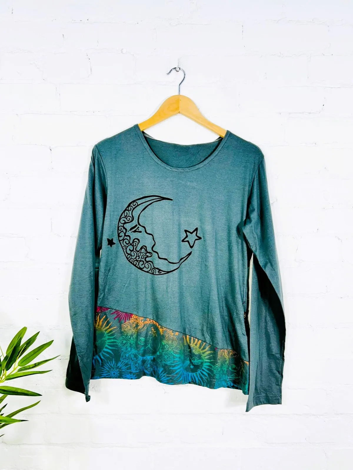 Moon Print Long Sleeve T-Shirt