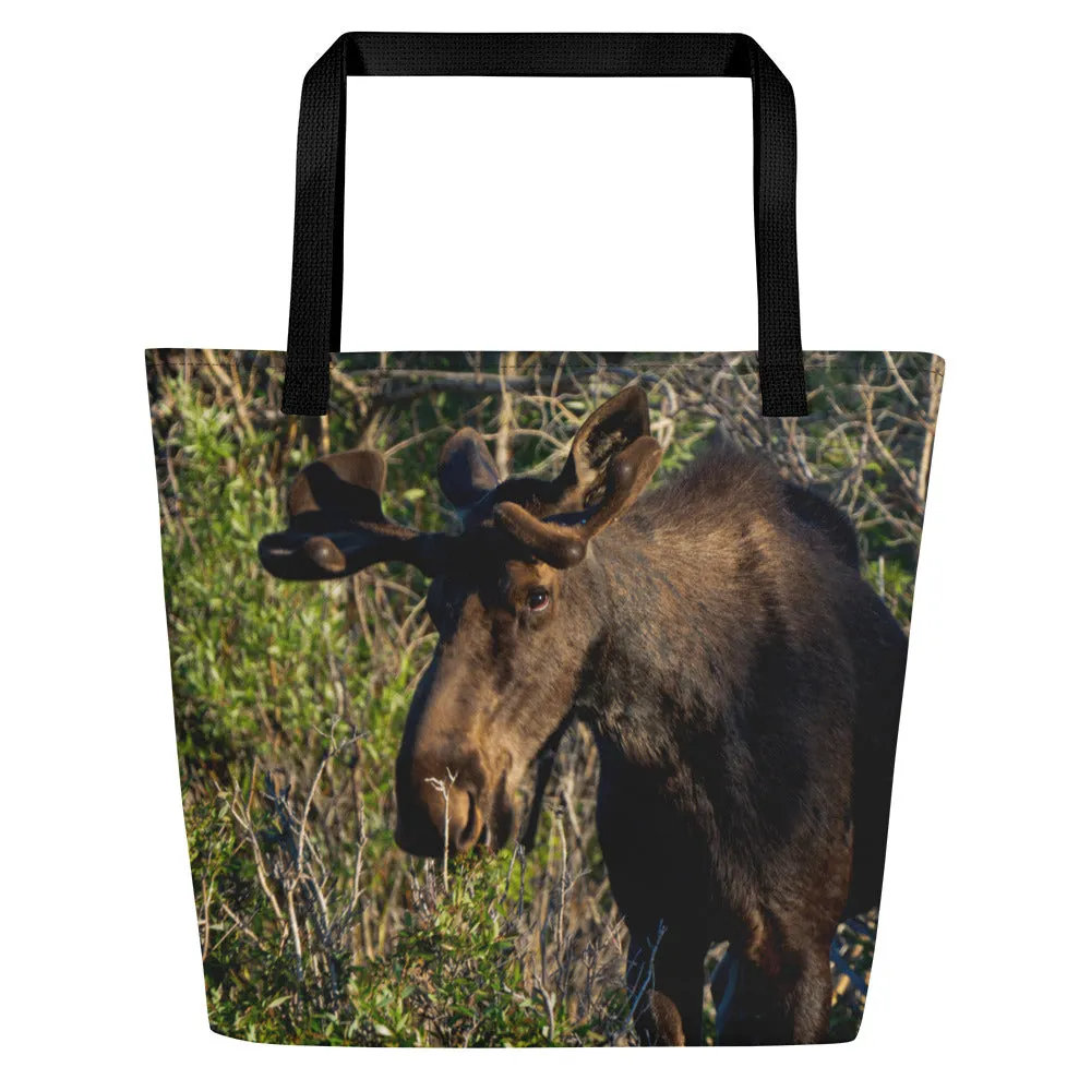 Moose All-Over Print Large Tote Bag