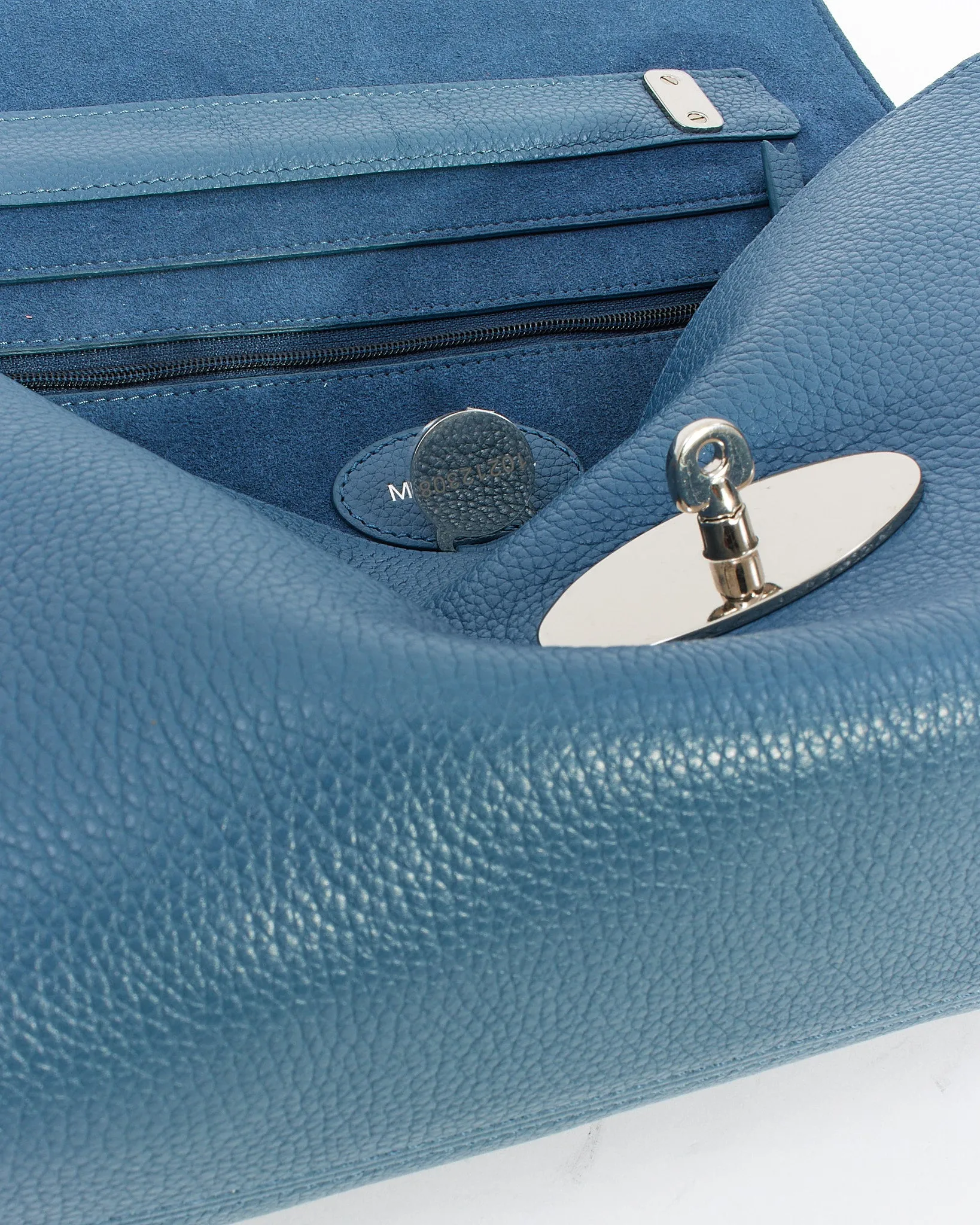 Mulberry Blue Leather Medium Lilly Bag