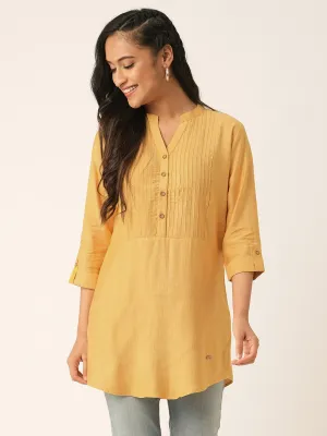 Mustard Comfort Fit Rayon Tunics for Women Online India Hip Length Straight - Zola