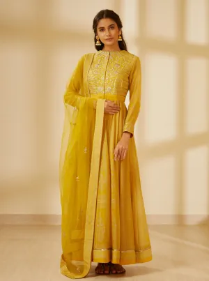 Mustard Yellow Anarkali Set