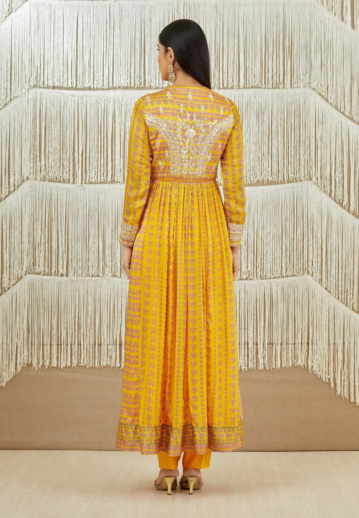Mustard Yellow Embroidered Anarkali Set