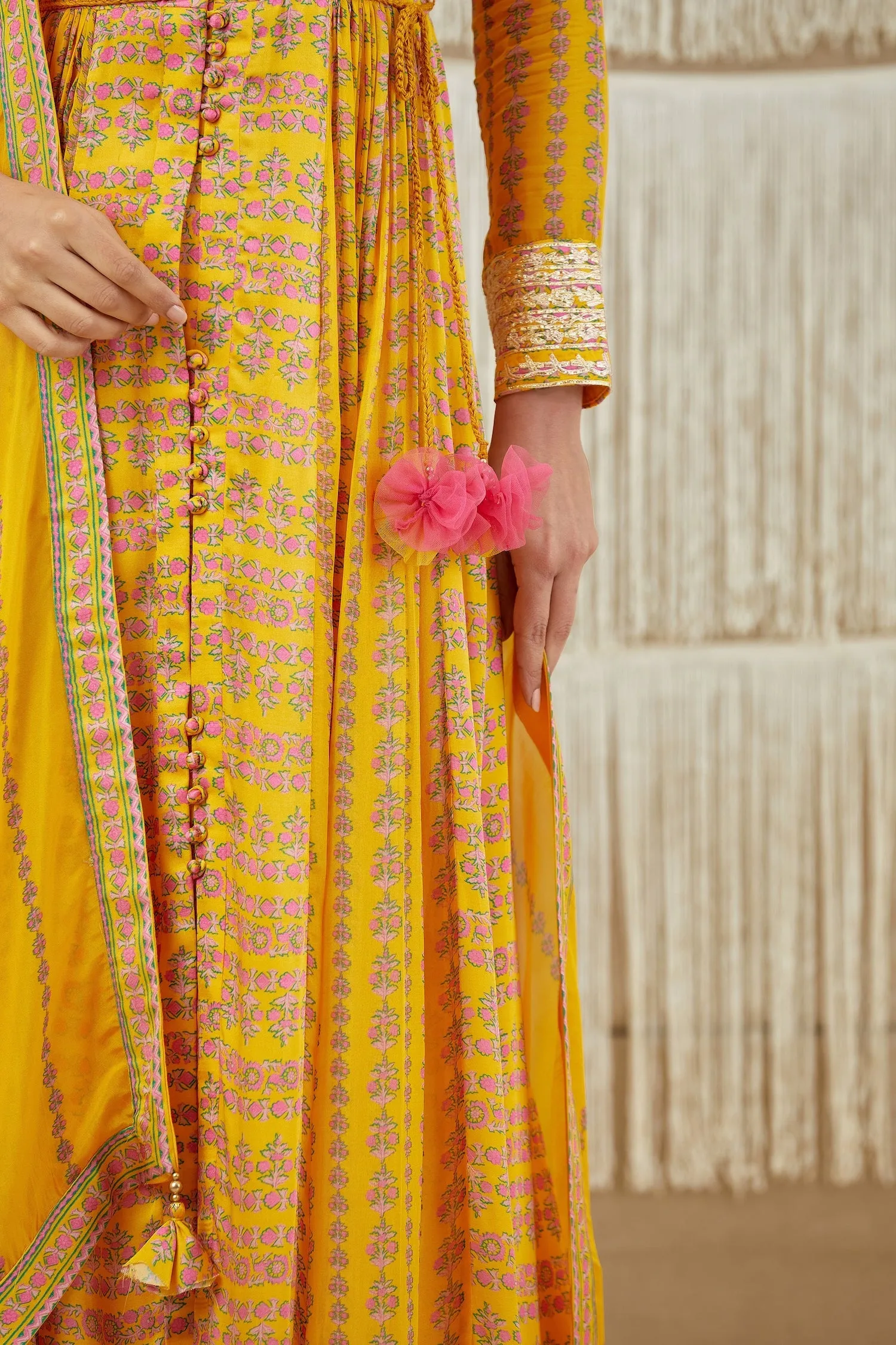 Mustard Yellow Embroidered Anarkali Set