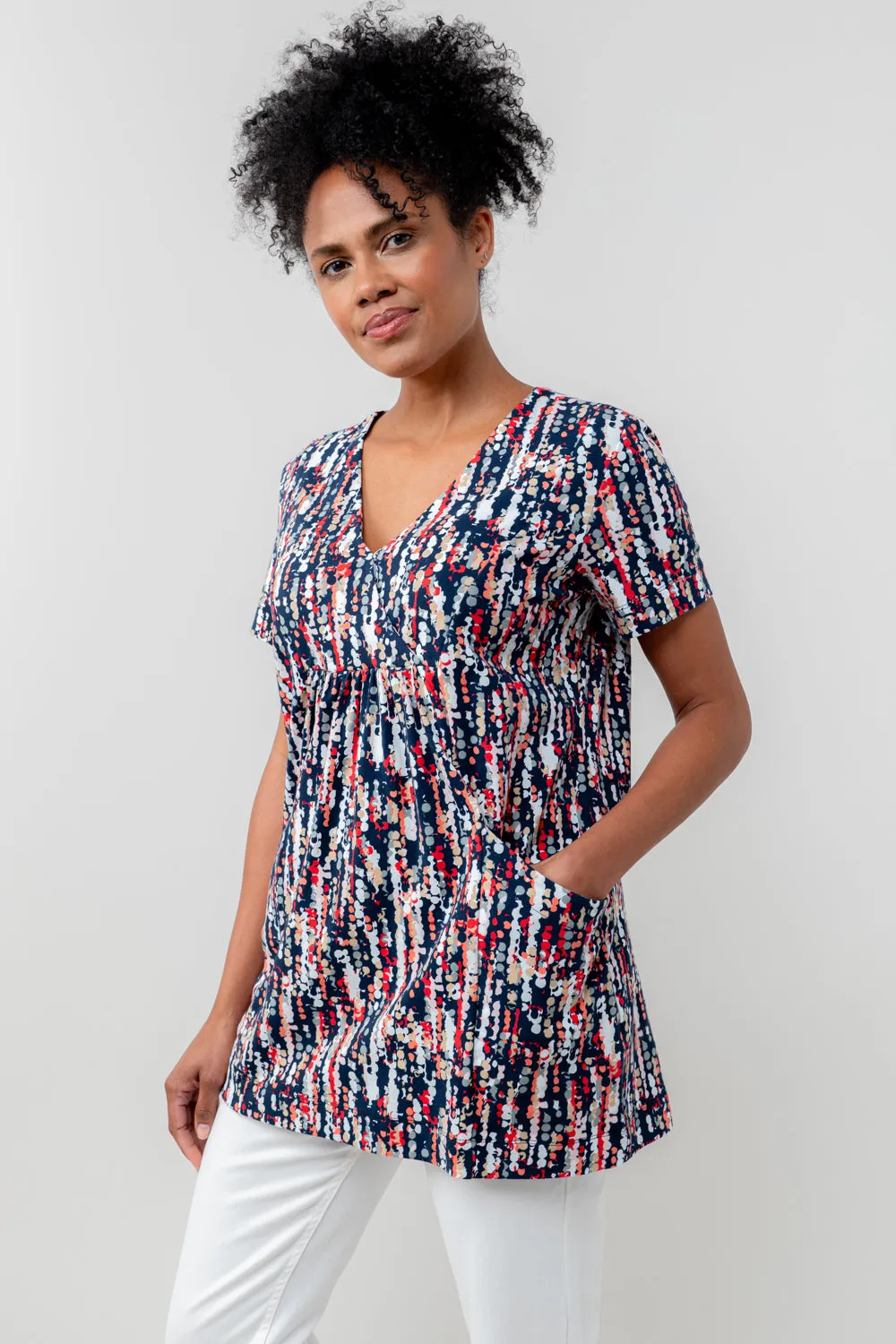 Myrtle Navy Stretch Jersey V-neck Top