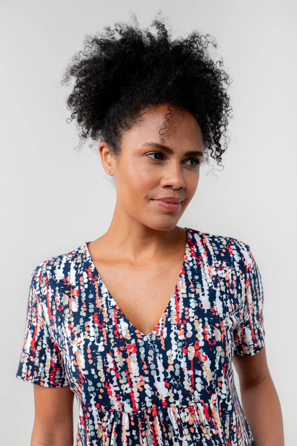 Myrtle Navy Stretch Jersey V-neck Top