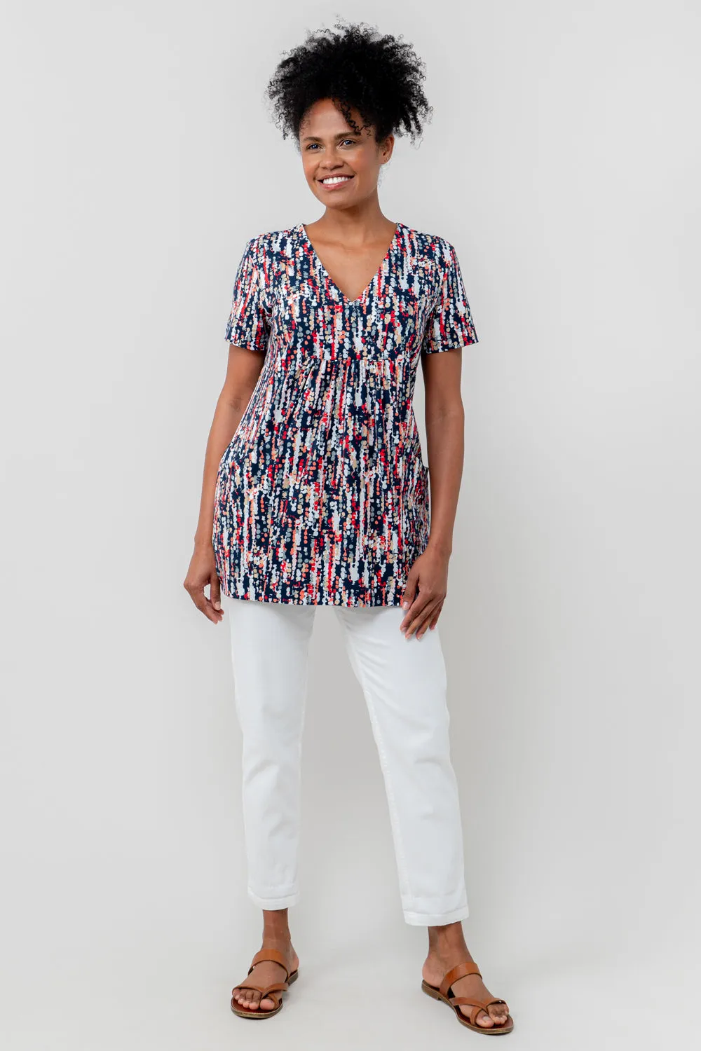 Myrtle Navy Stretch Jersey V-neck Top