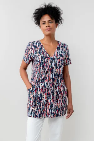 Myrtle Navy Stretch Jersey V-neck Top