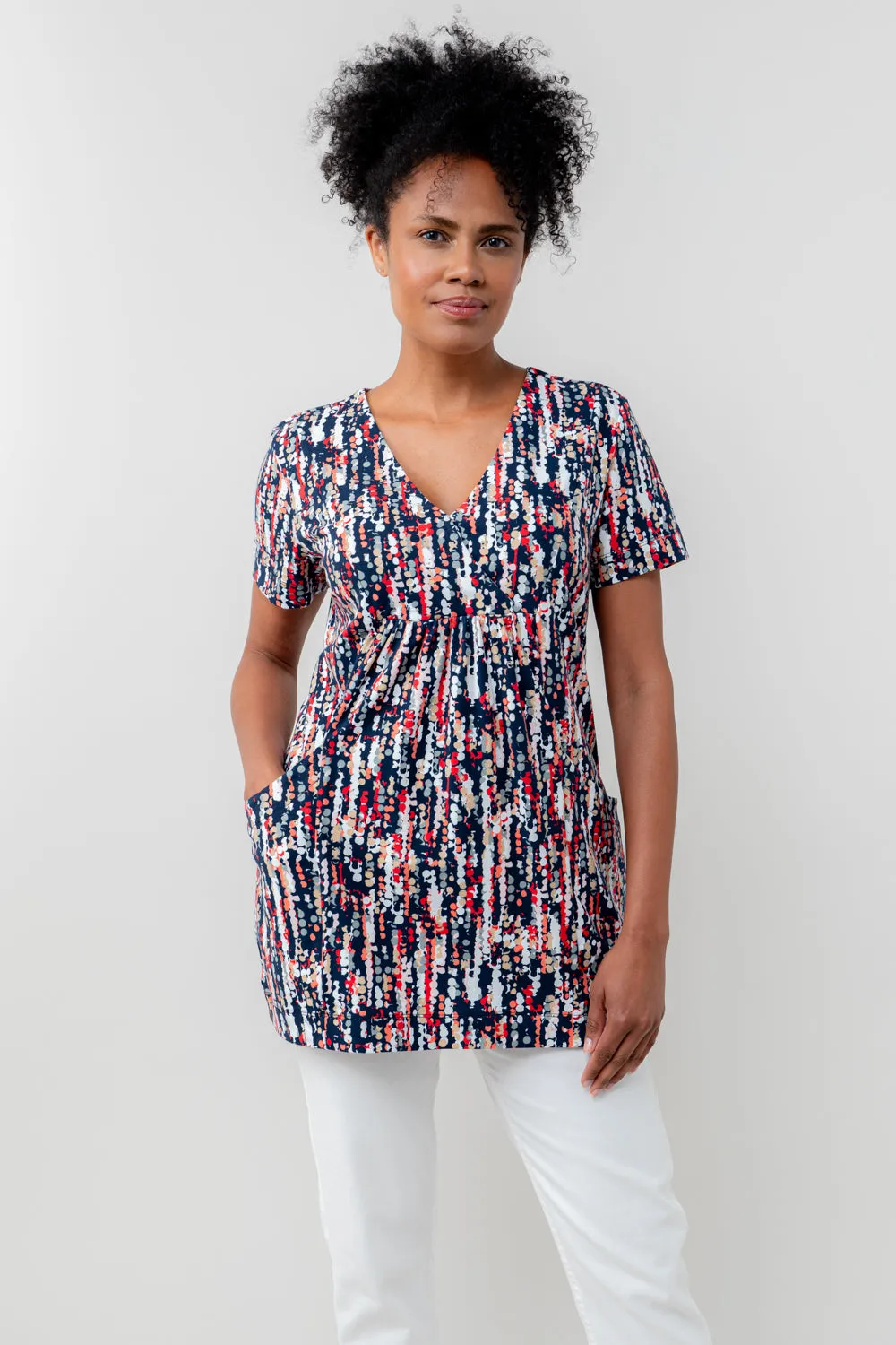 Myrtle Navy Stretch Jersey V-neck Top