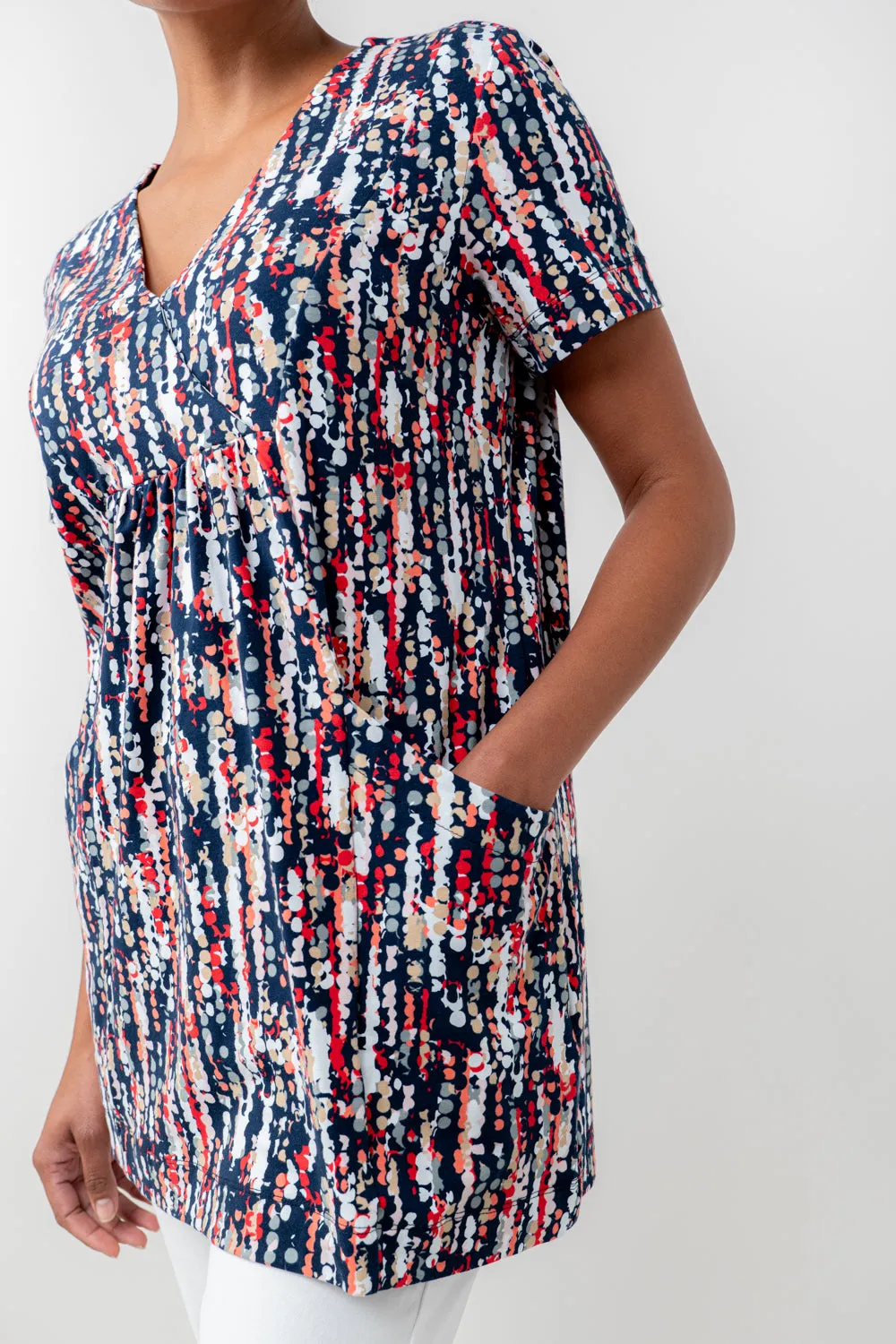 Myrtle Navy Stretch Jersey V-neck Top
