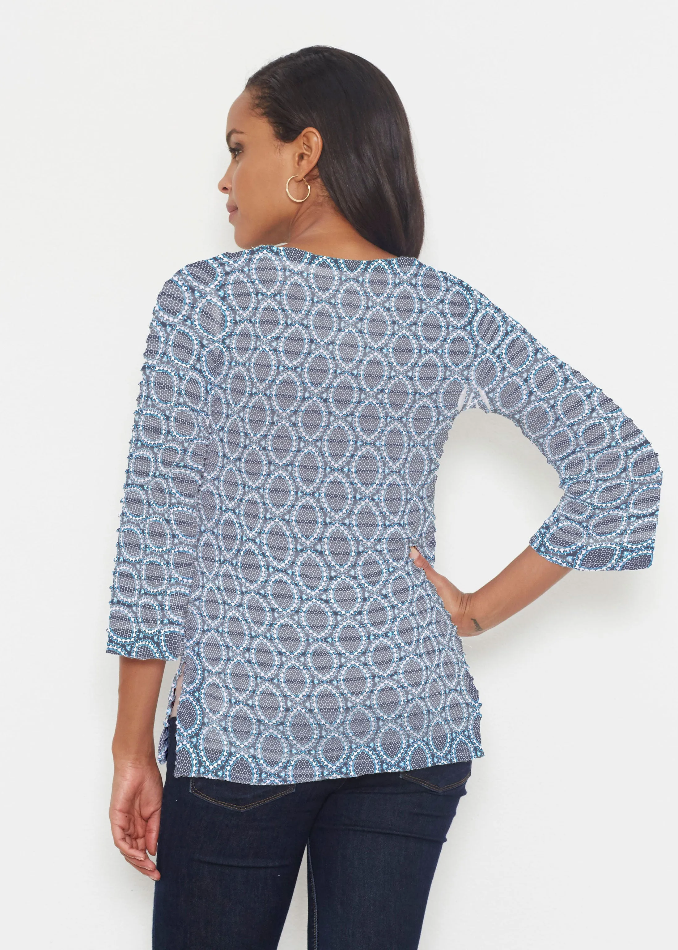 Namaste Lace (13370) ~ Banded 3/4 Bell-Sleeve V-Neck Tunic