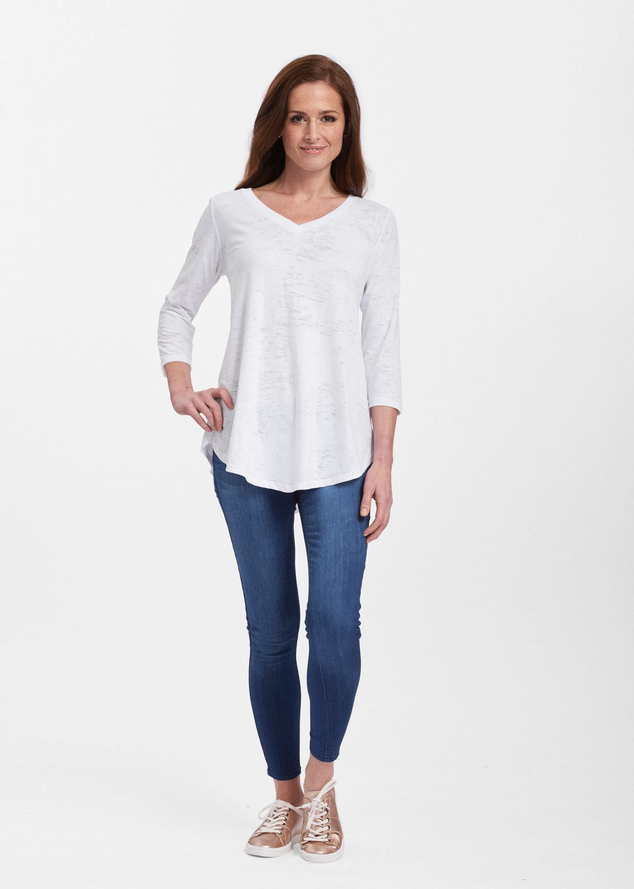 Natural White (5555) ~ Signature V-neck Flowy Tunic