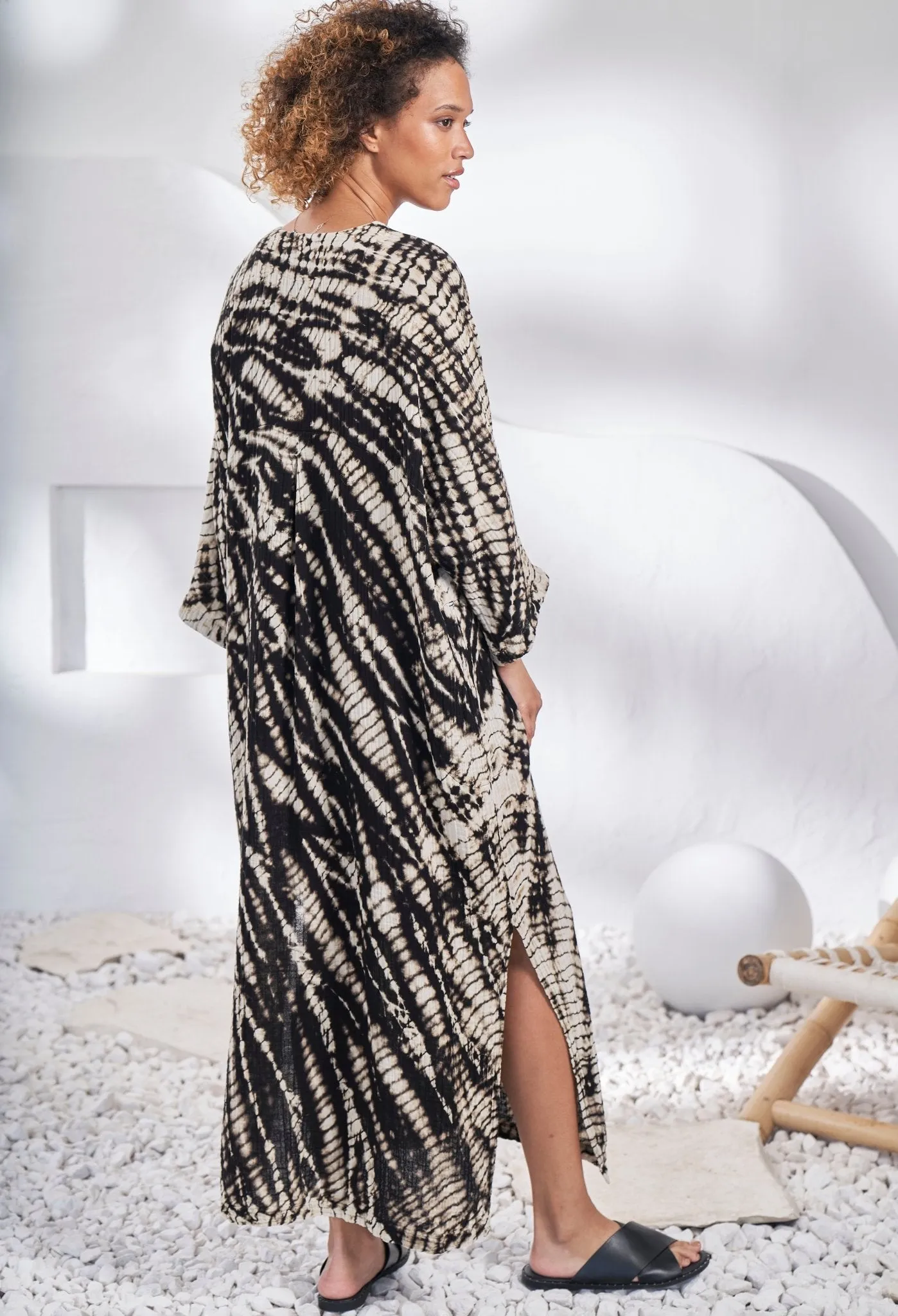 Nautilus Print Cotton Gauze Arc Seam Caftan - Sale
