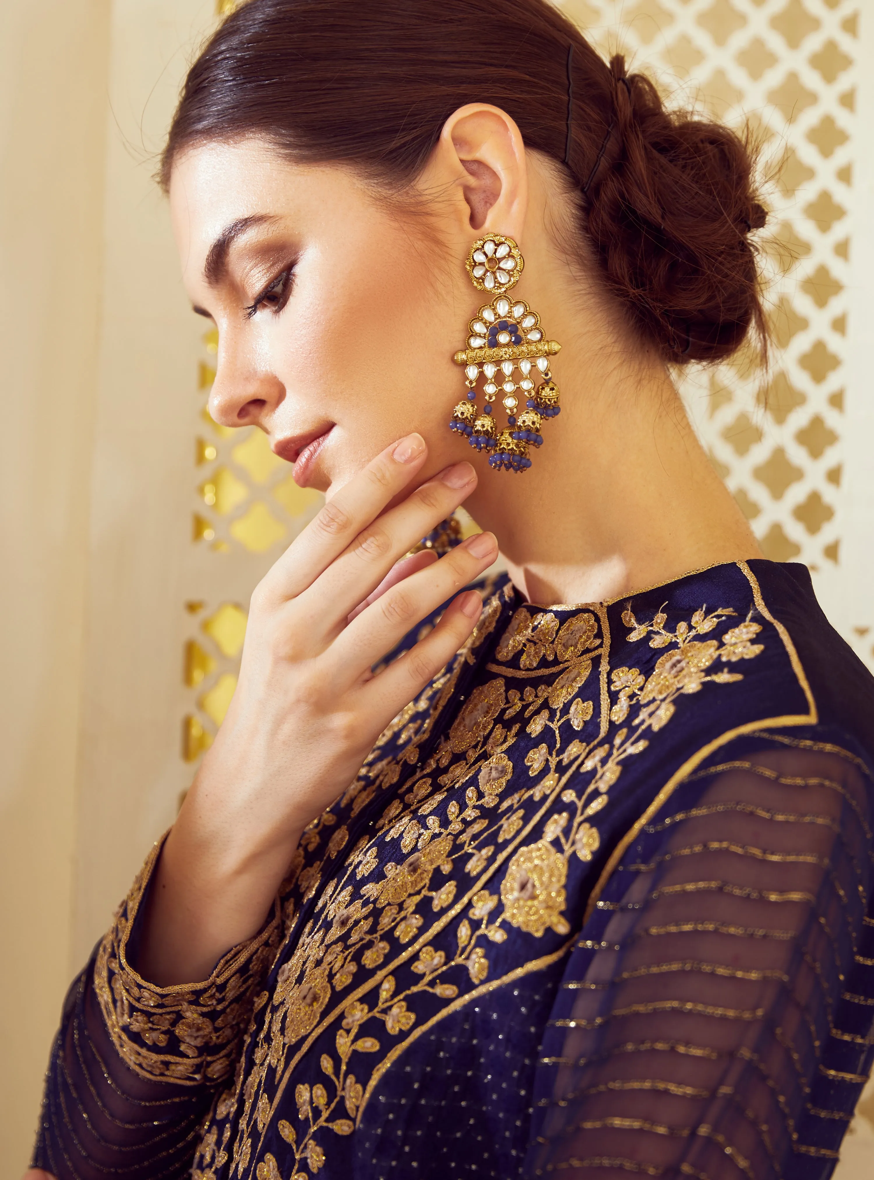 Navy Blue Anarkali Set