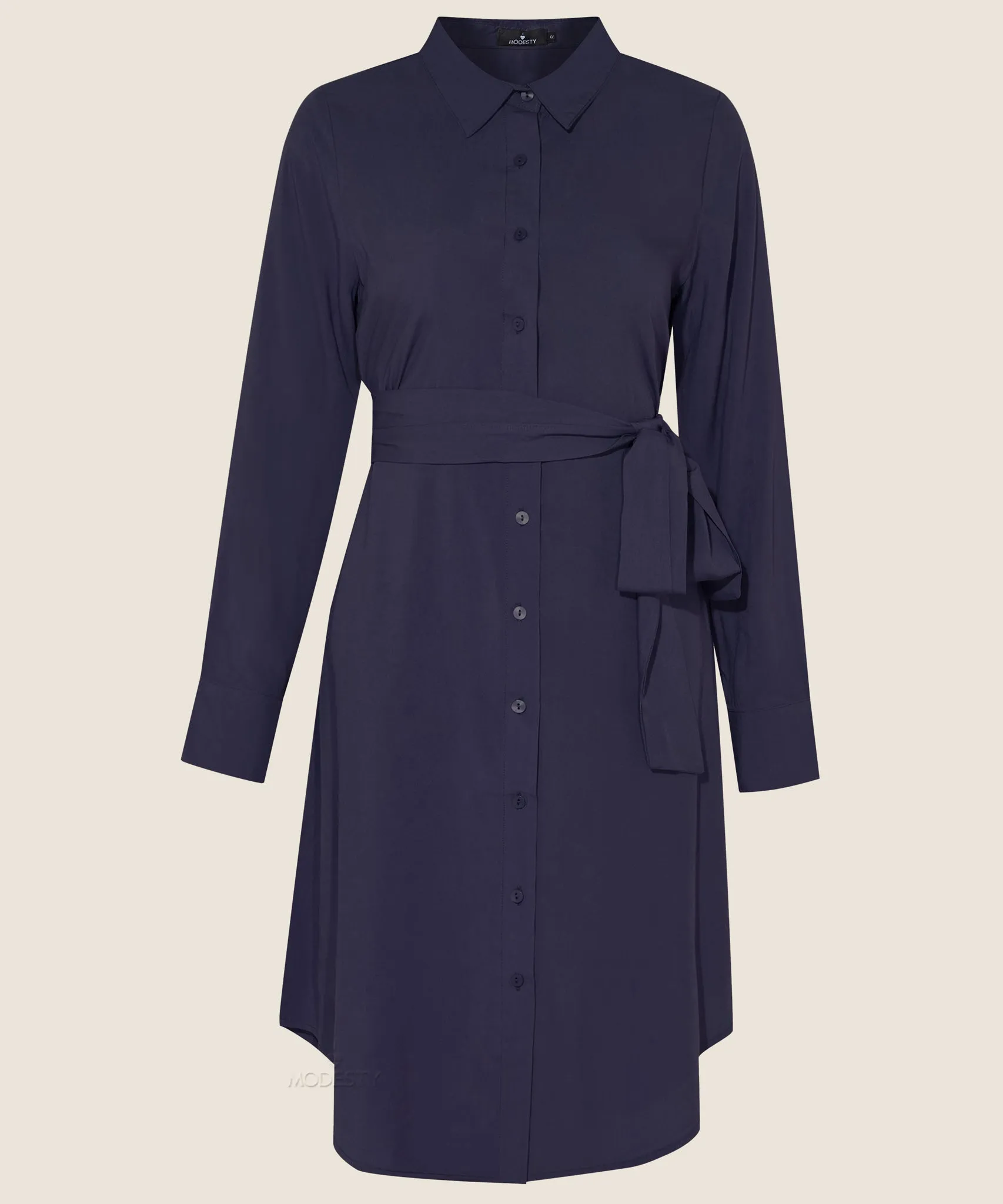 Navy Button Down Long Sleeve Tunic